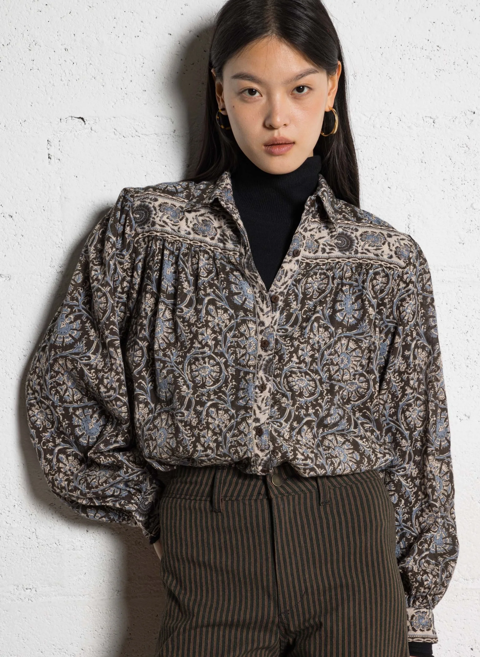 Chemise ample en coton Bleu MADURAI AMRIT