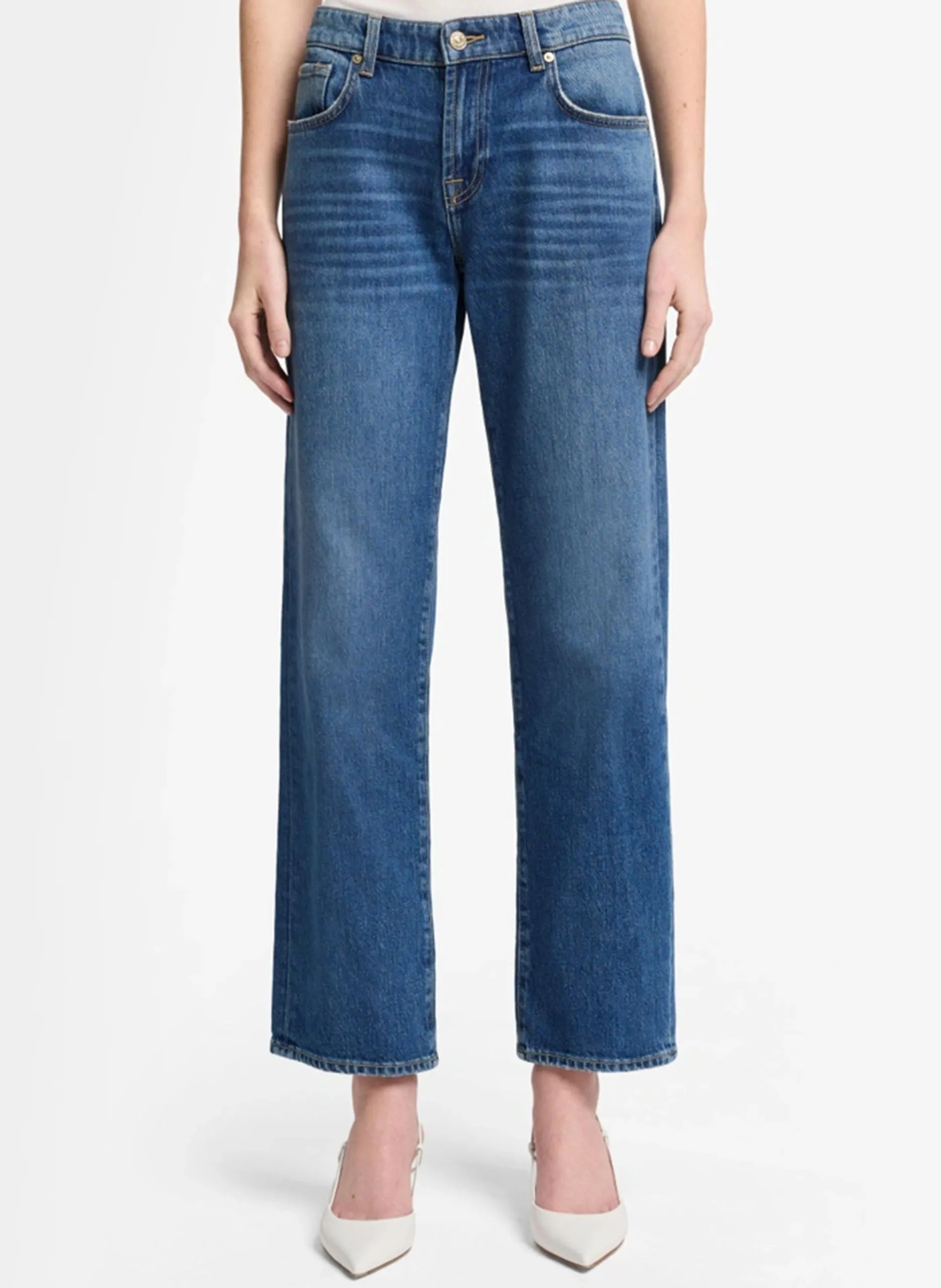 Pantalon droit délavé Bleu CALIE