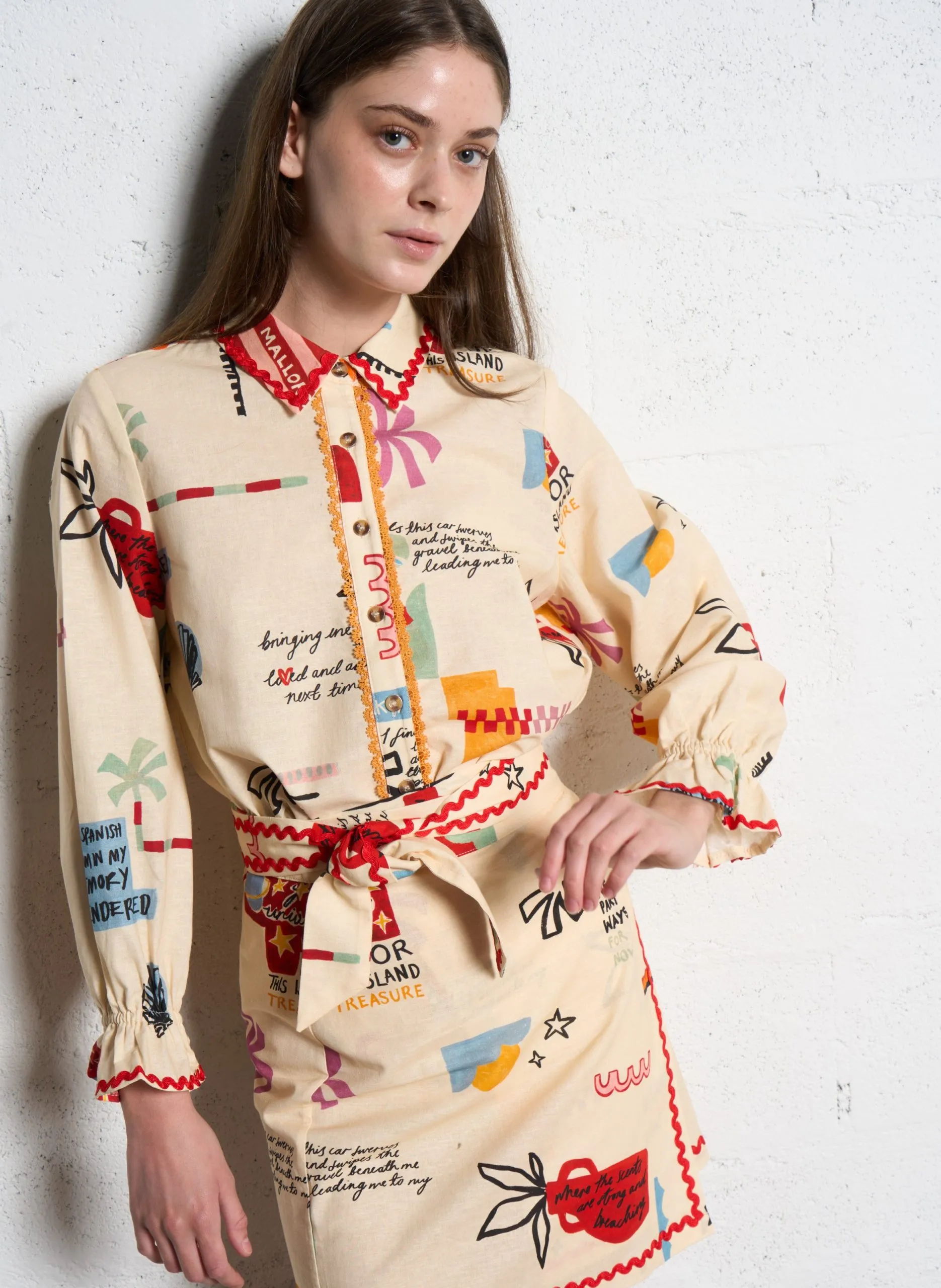 Chemise col classique en coton mélangé Multicolore POEMA GEANIE