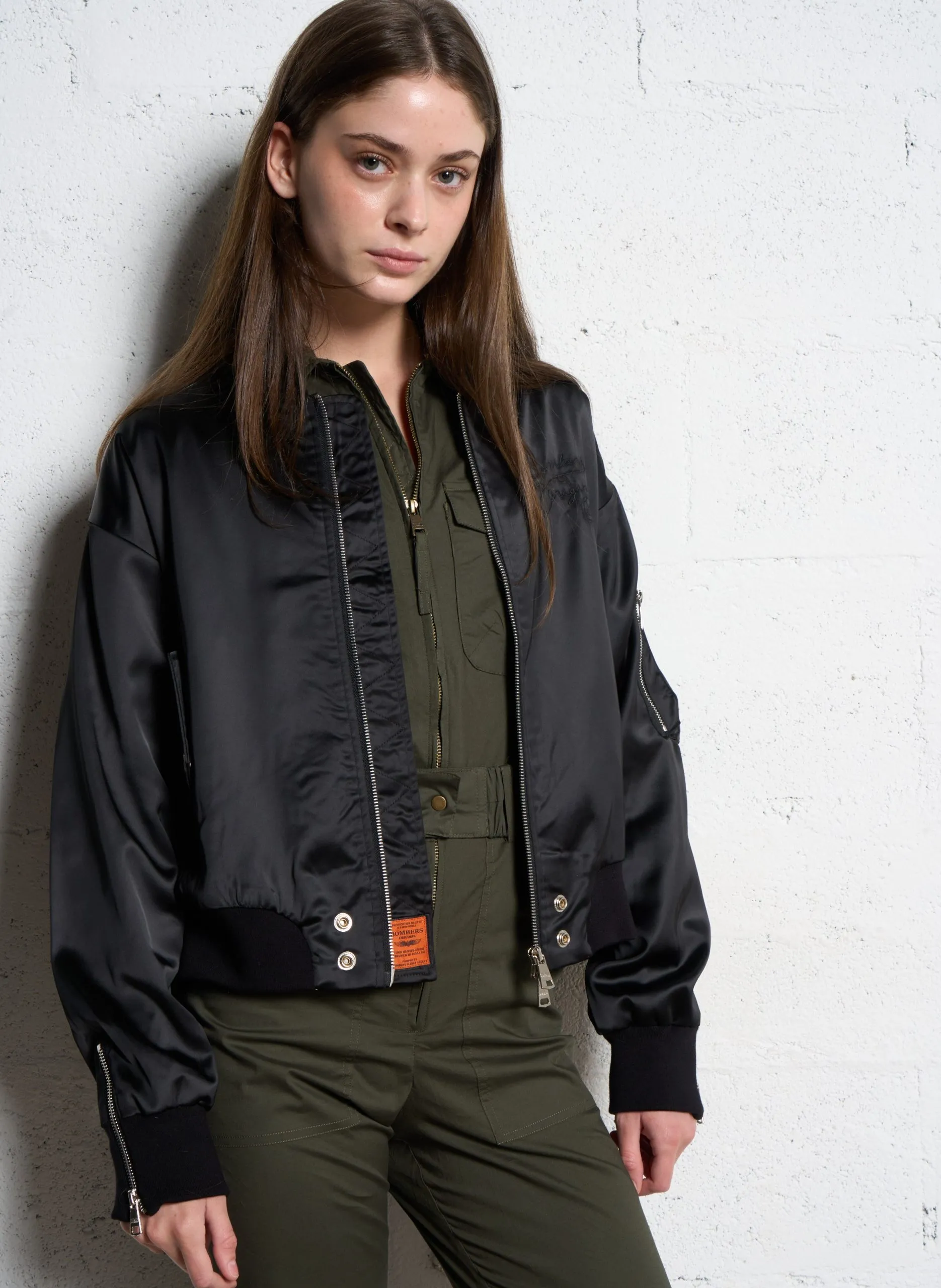 Blouson oversize satiné Noir DAILY ROSE