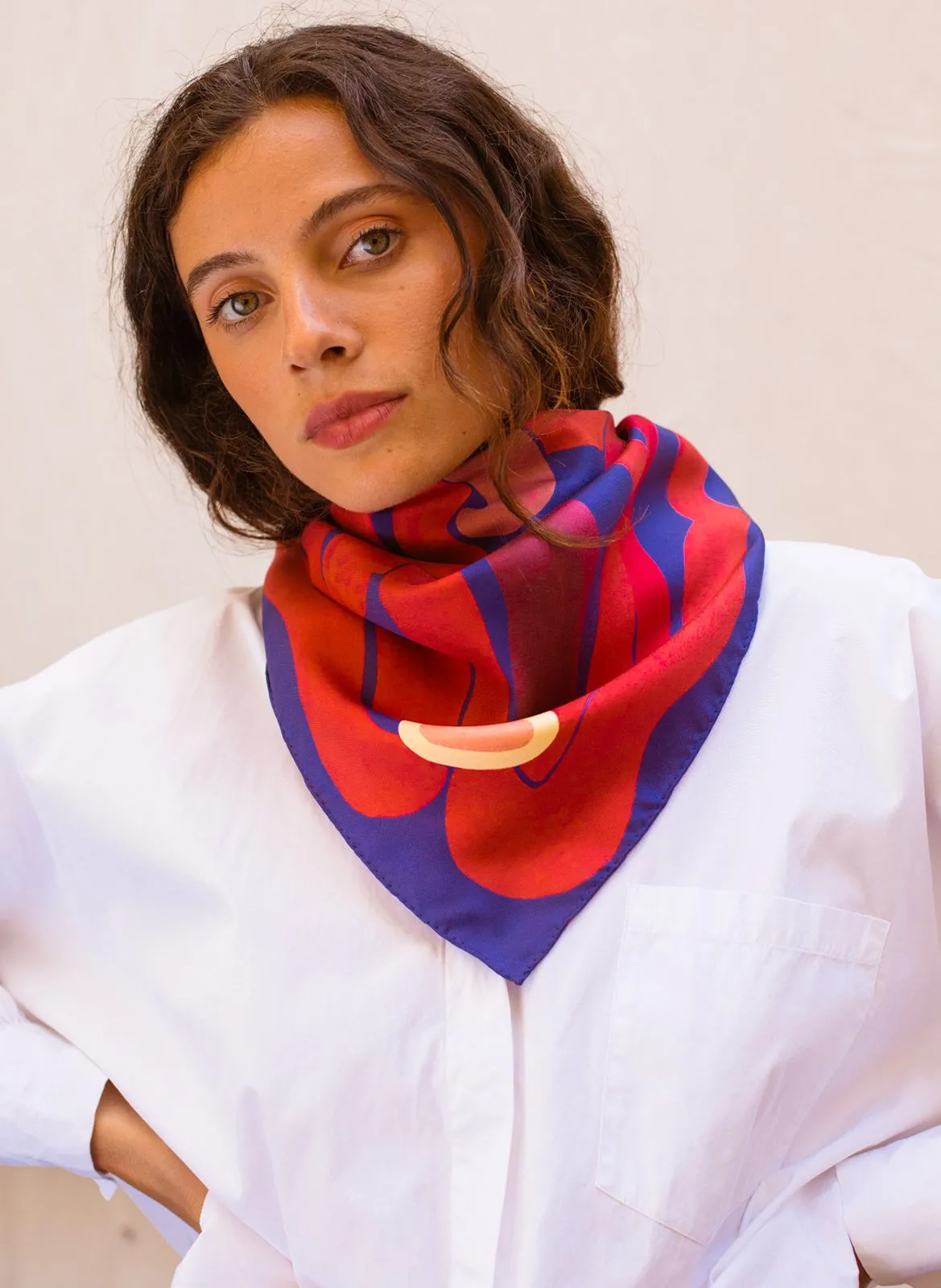 Foulard en soie Bleu SOLEIL DE NUIT