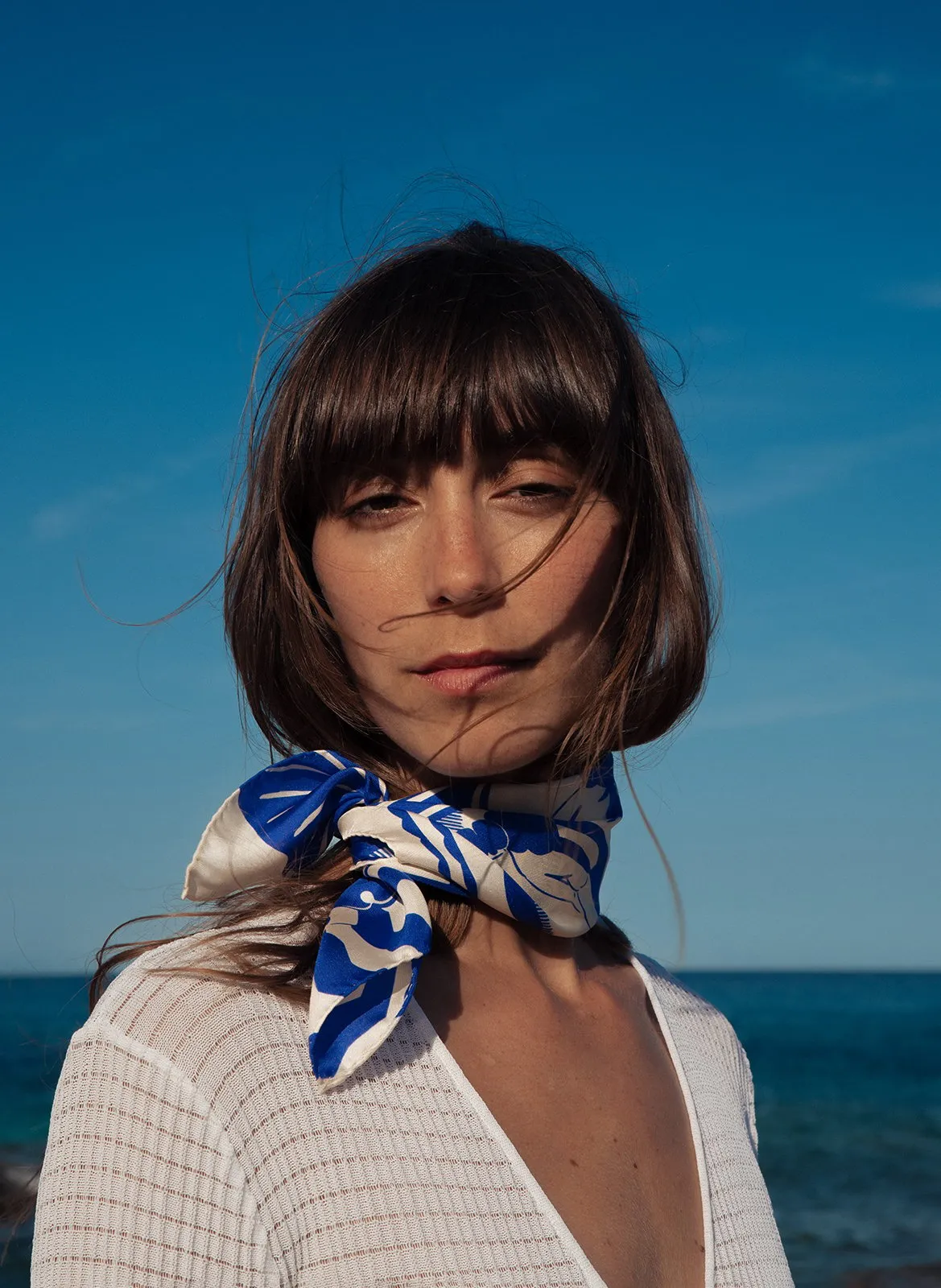 Foulard en soie Bleu MASSALIA