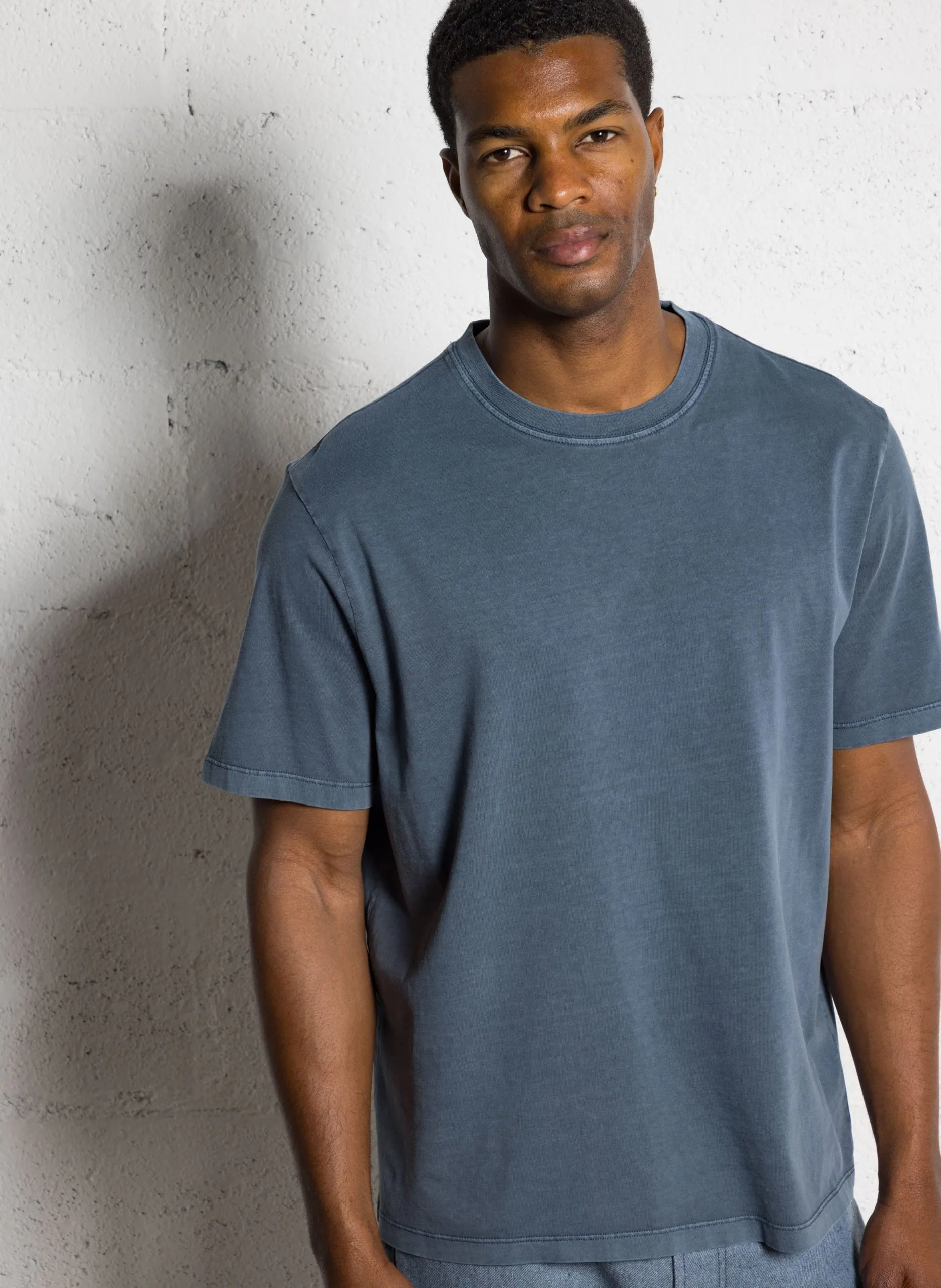 Tee-shirt col rond manches courtes Bleu