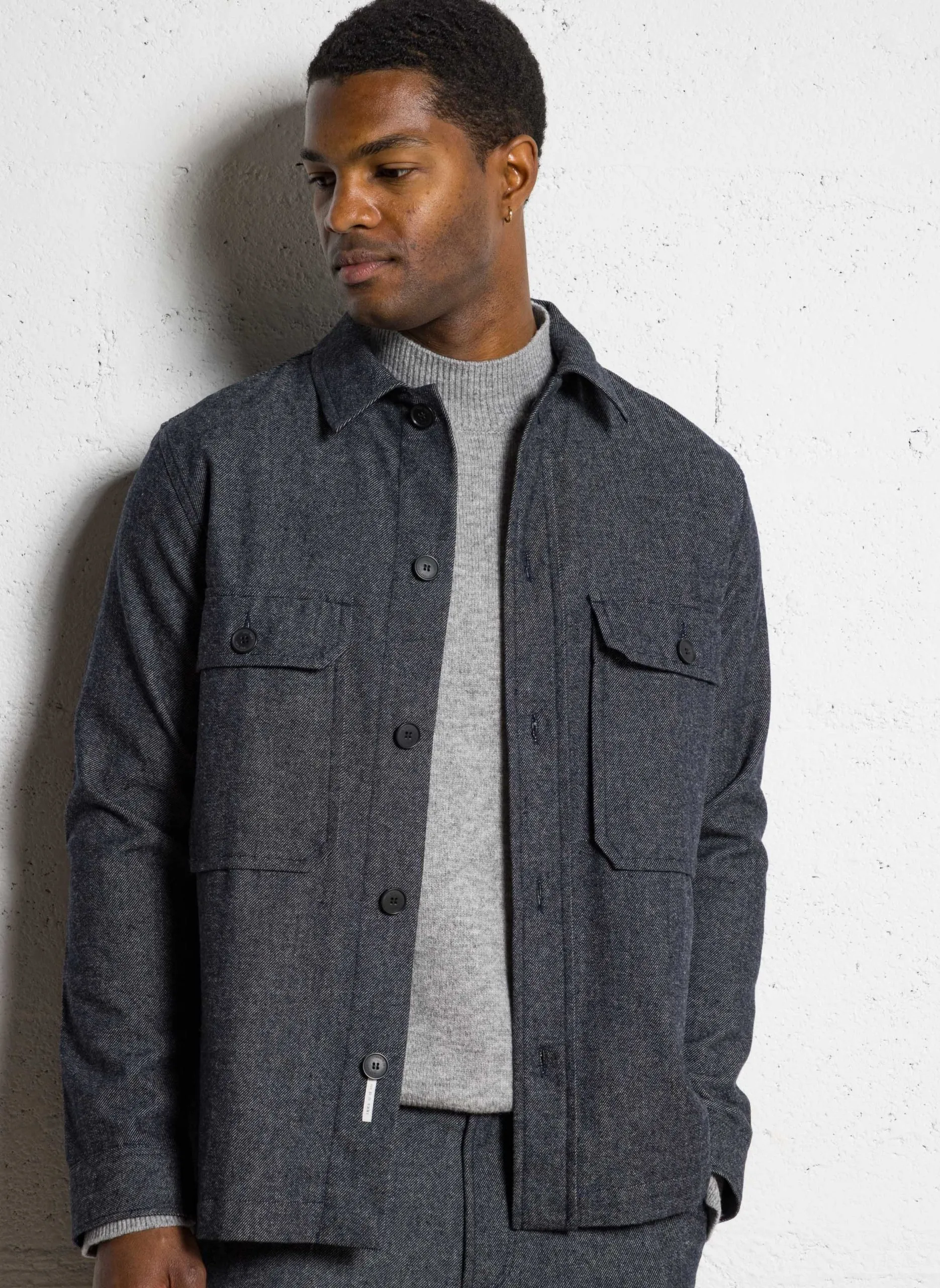 Surchemise droite en maille Bleu