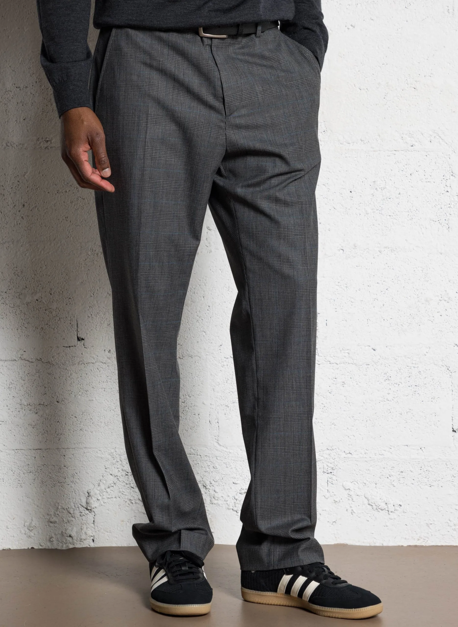 Pantalon de costume à carreaux Gris