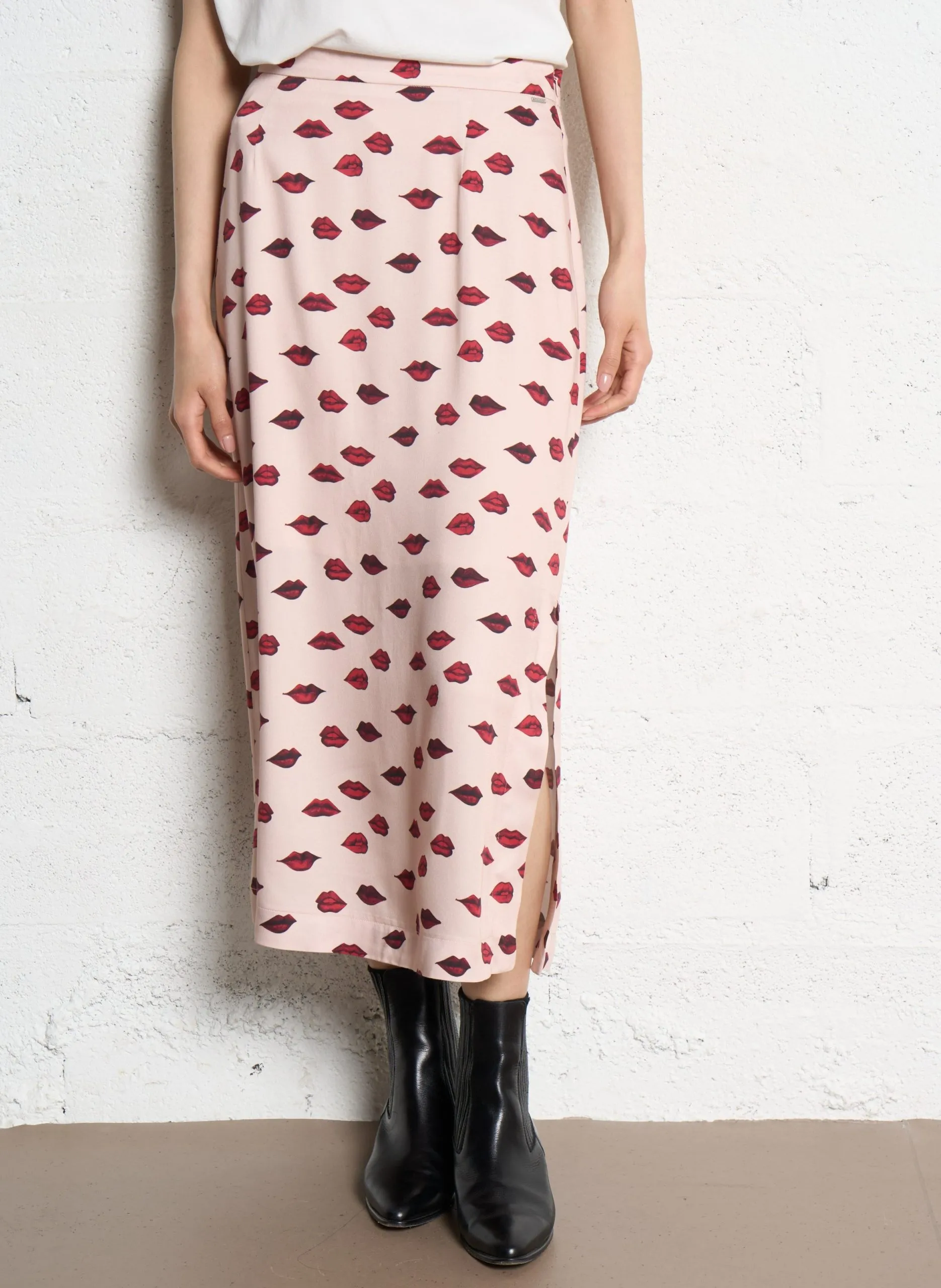 Jupe droite midi Rose