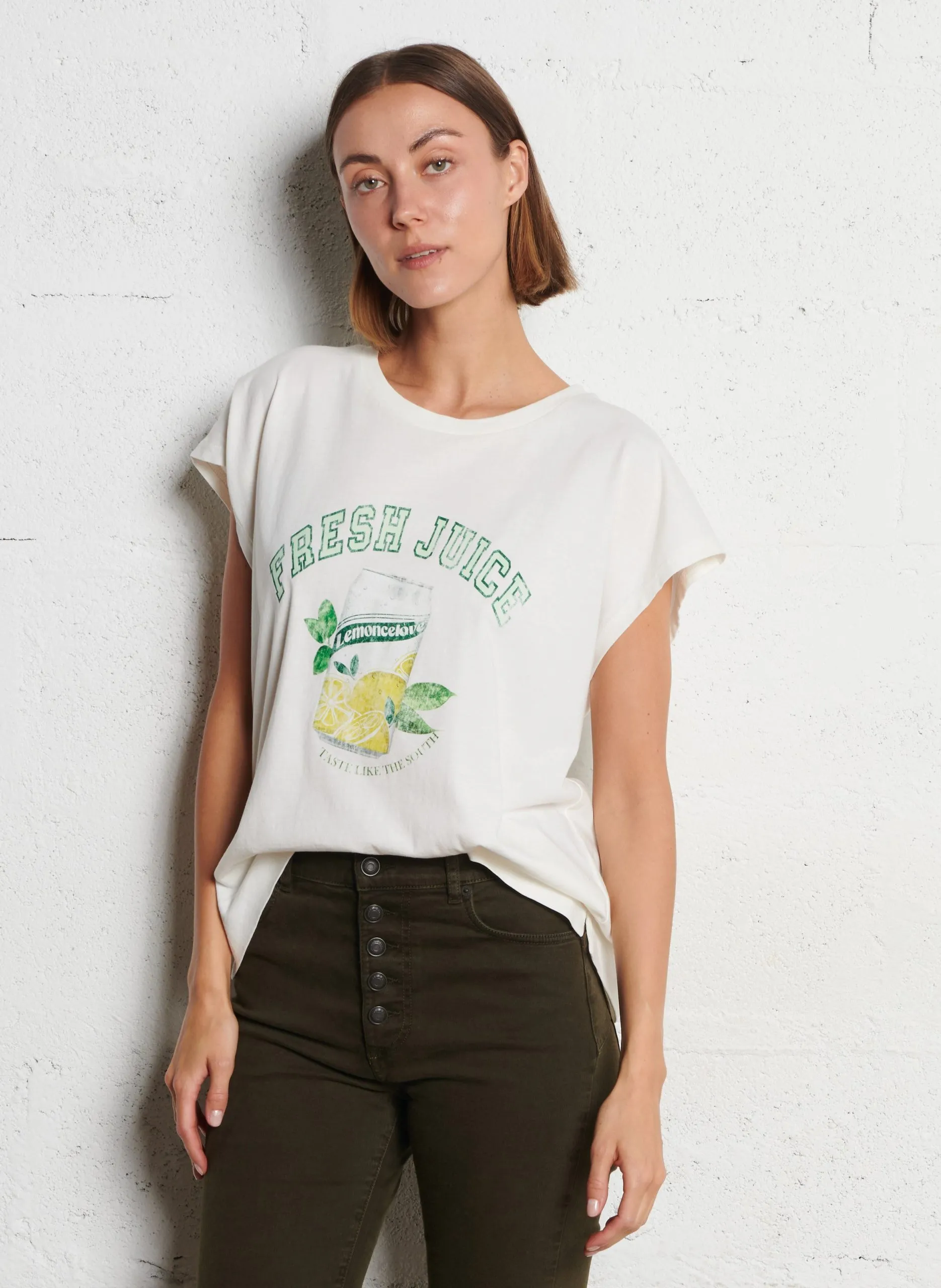 Tee-shirt sans manches visuel limonade Blanc