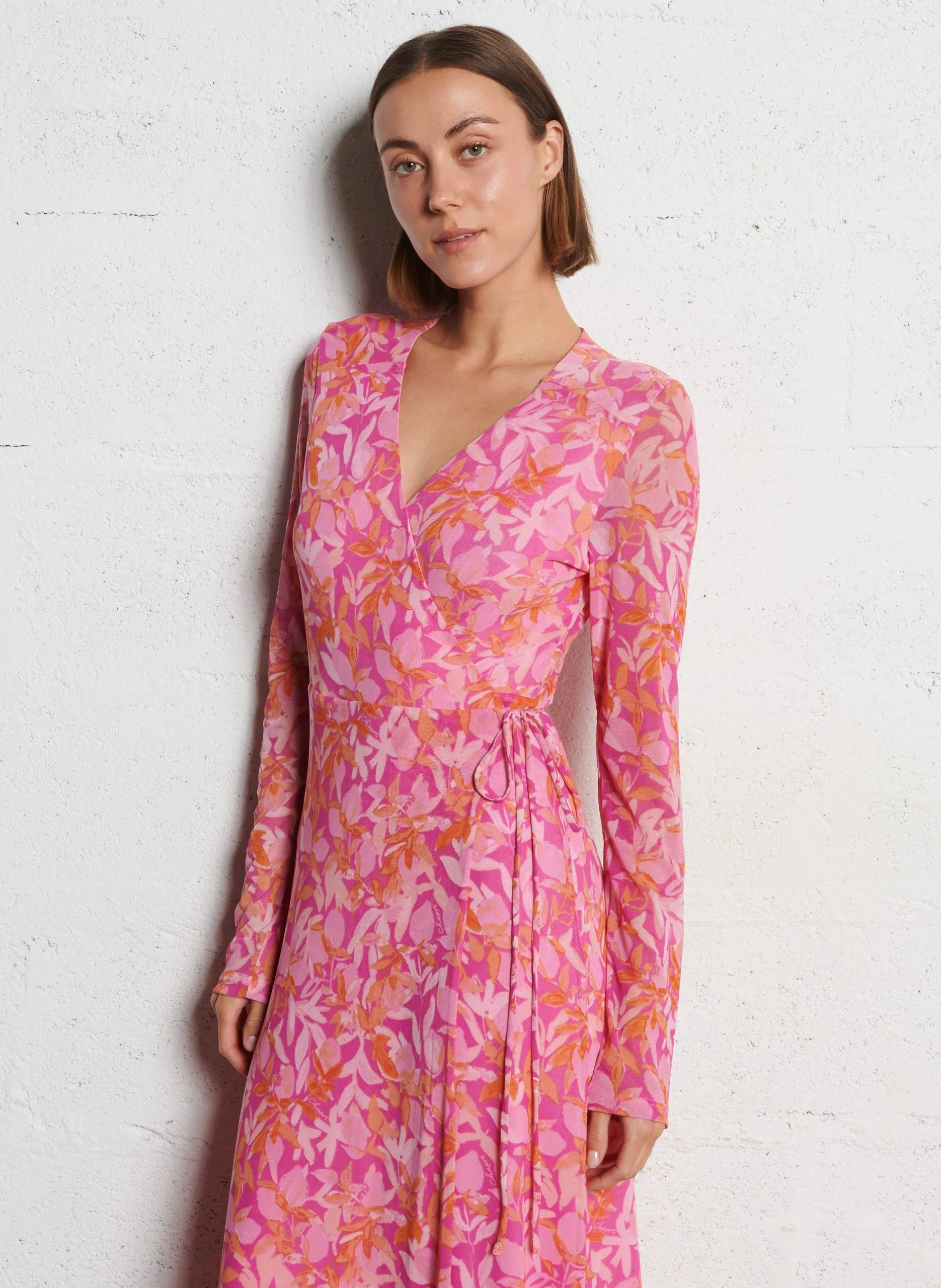 Robe longue cache-cœur Rose NATTY