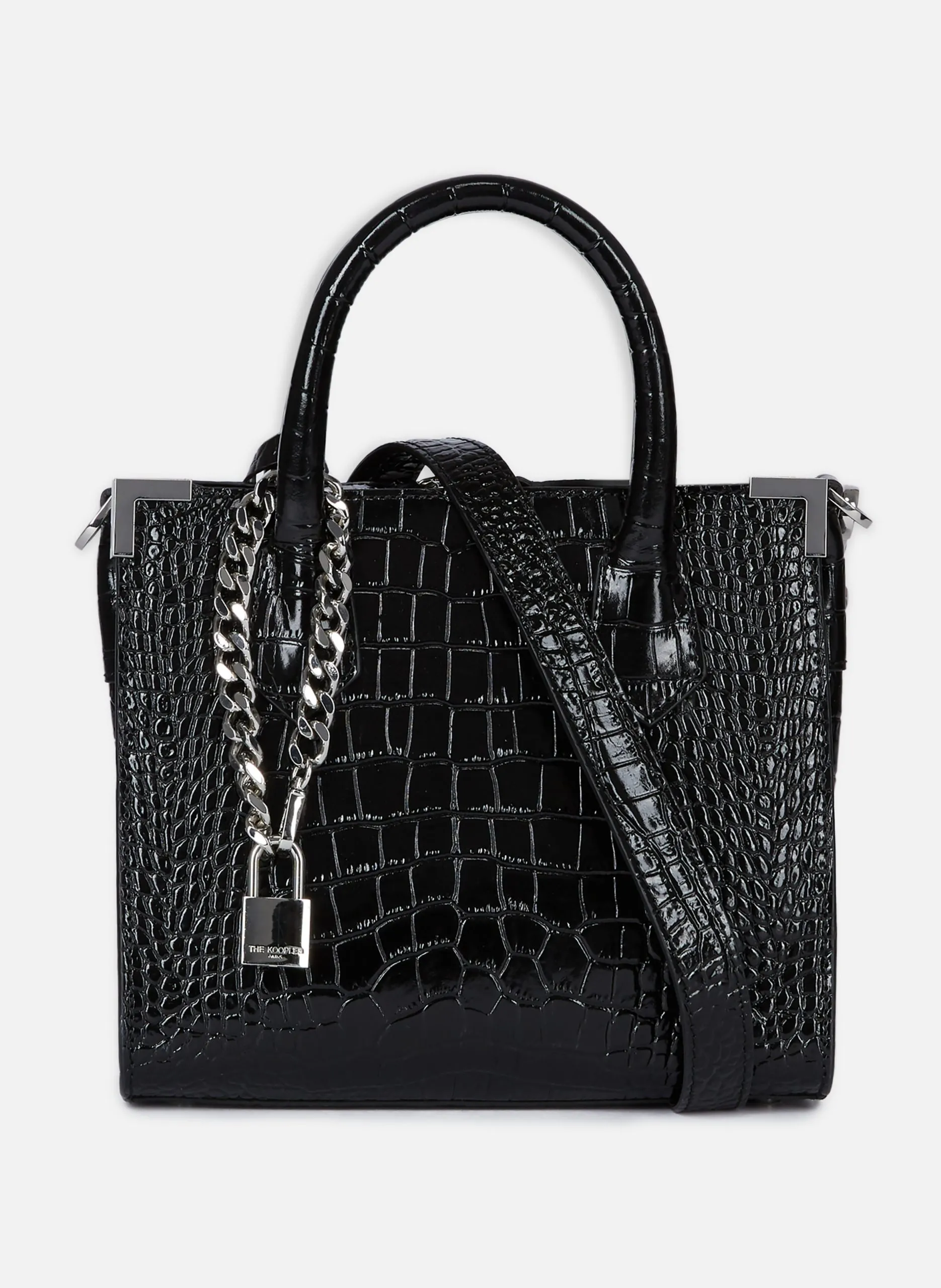 Sac ming medium en cuir embossé Noir
