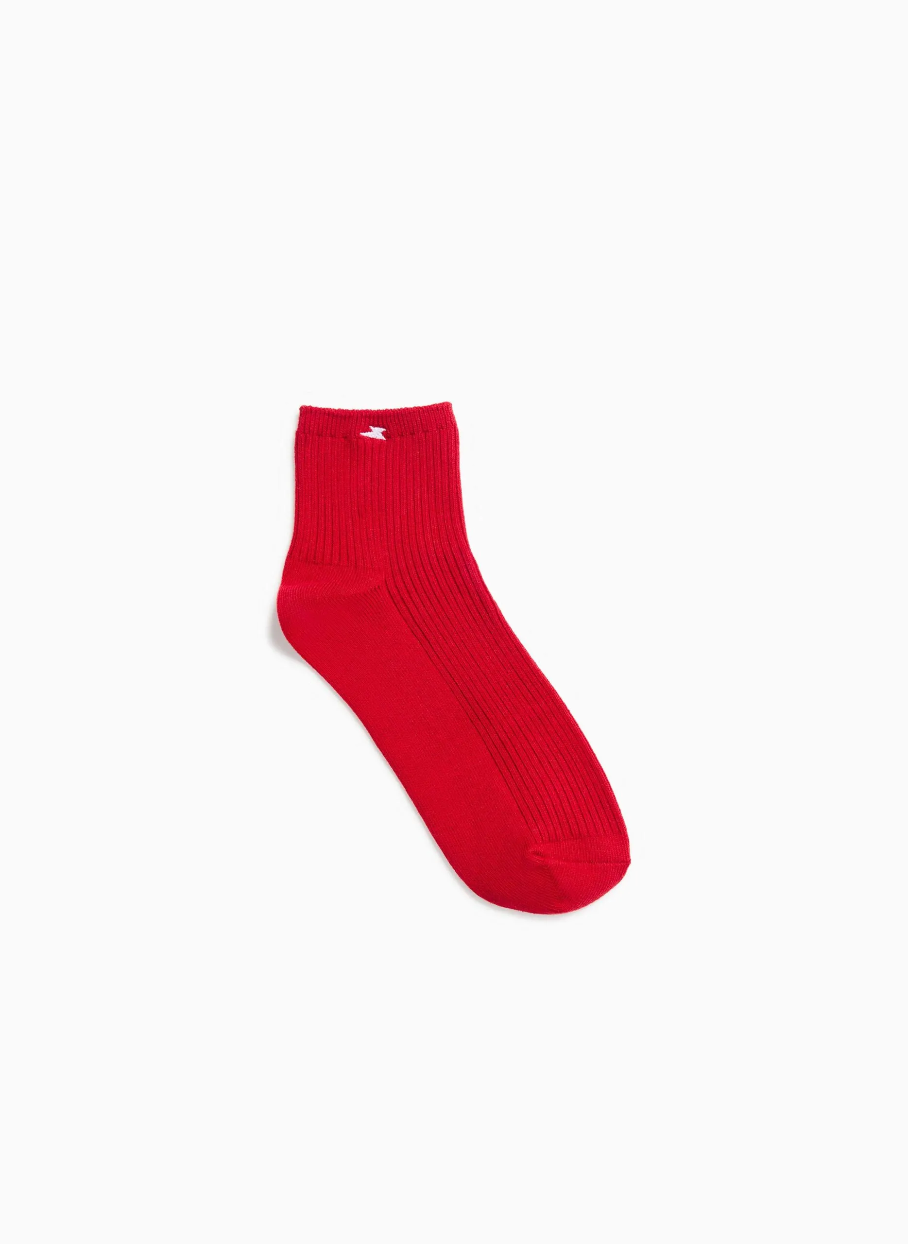 Chaussettes courtes côtelées en coton mélangé Rouge AMY