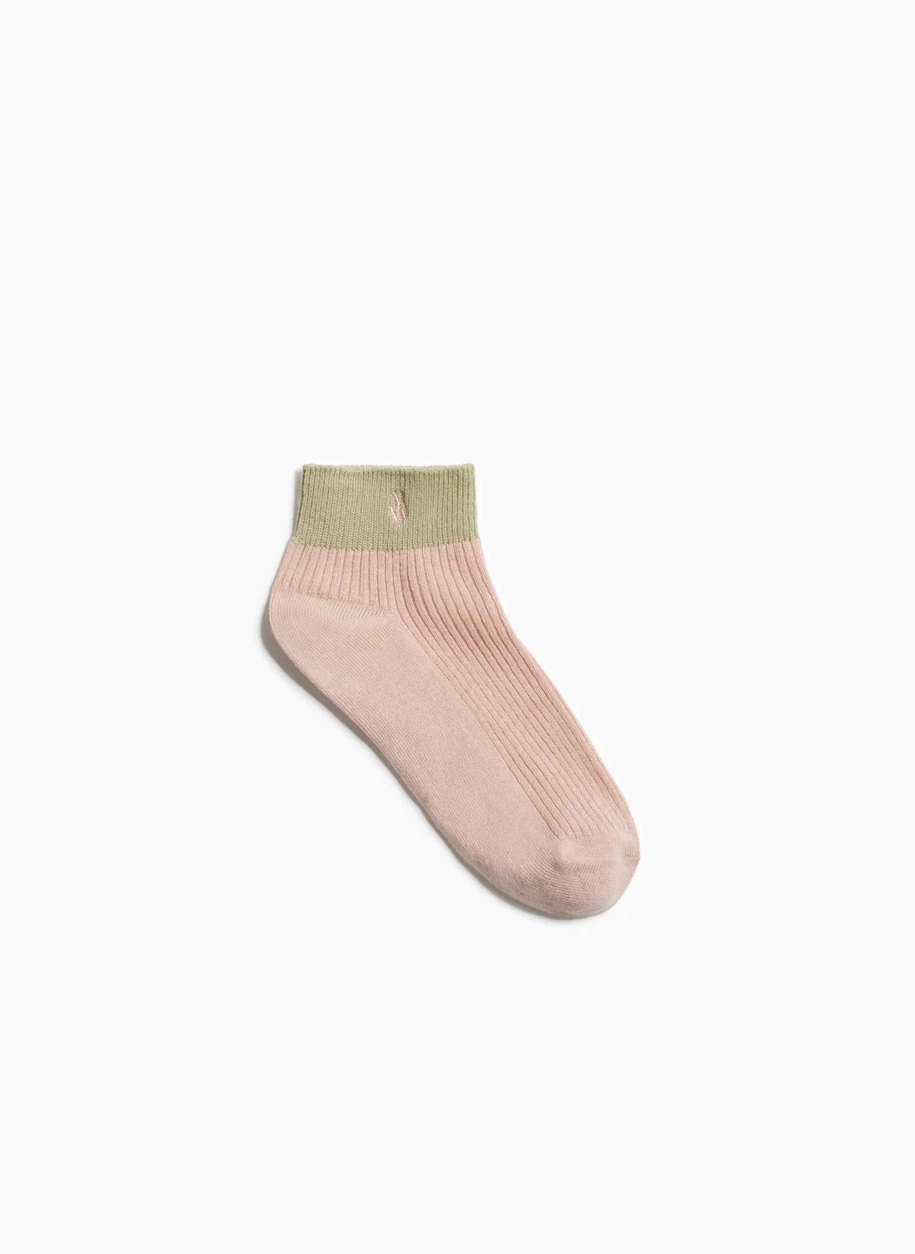Chaussettes courtes côtelées en coton mélangé Rose LIA