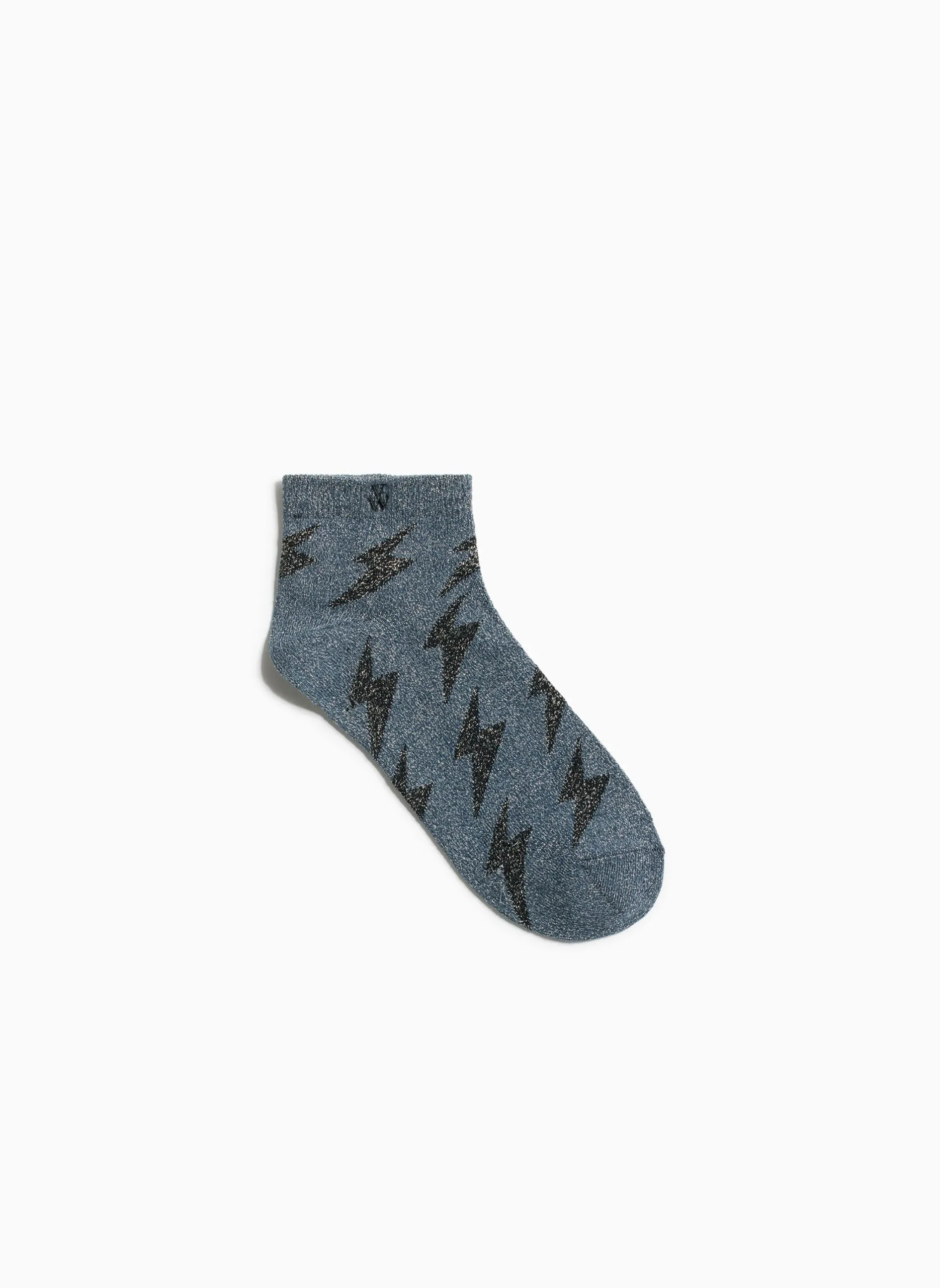 Chaussettes courtes imprimé éclair en coton mélangé Gris RACHEL