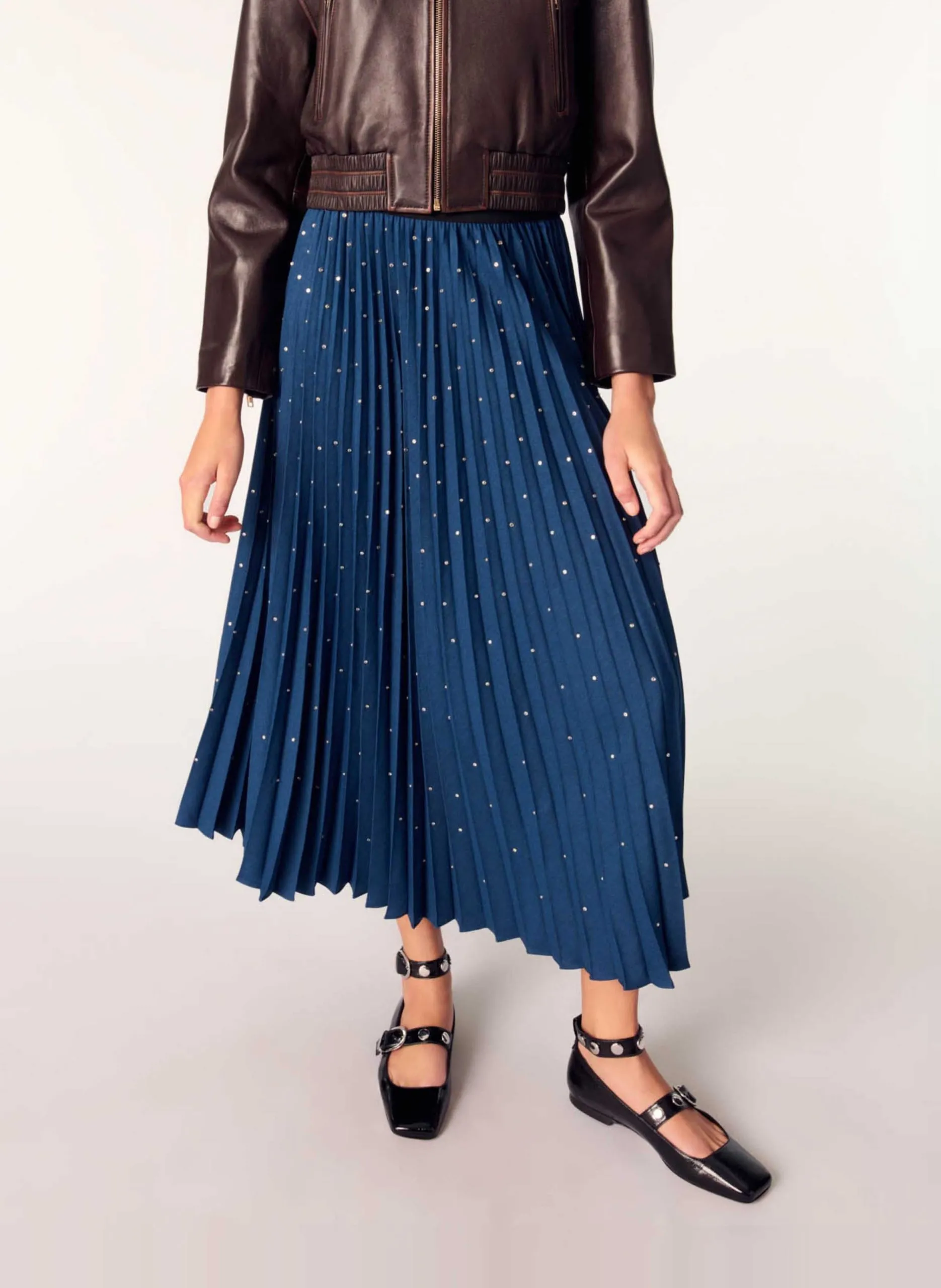 Jupe longue évasée Bleu