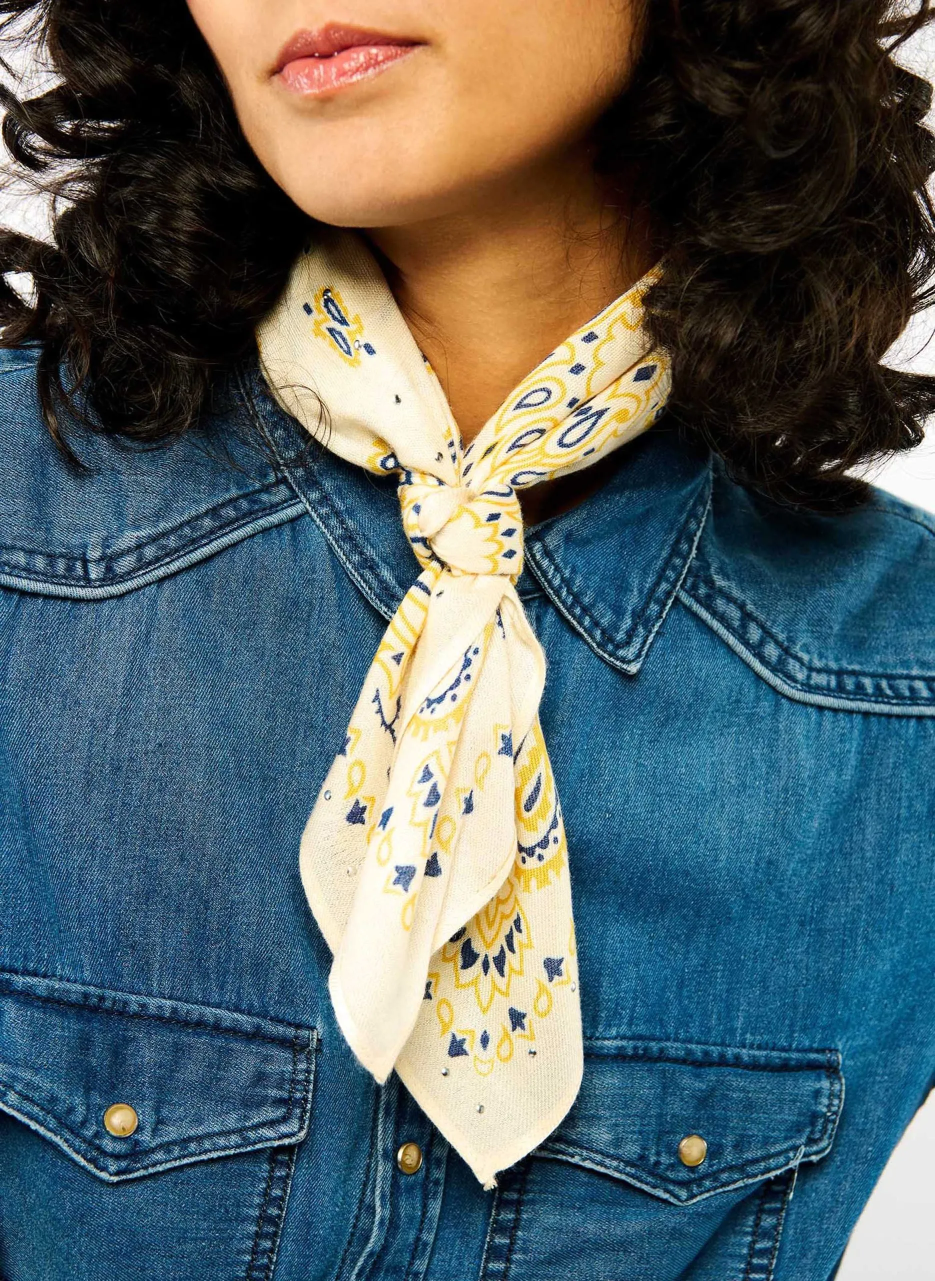 Foulard imprimé bandana Blanc PAISLEY MINI
