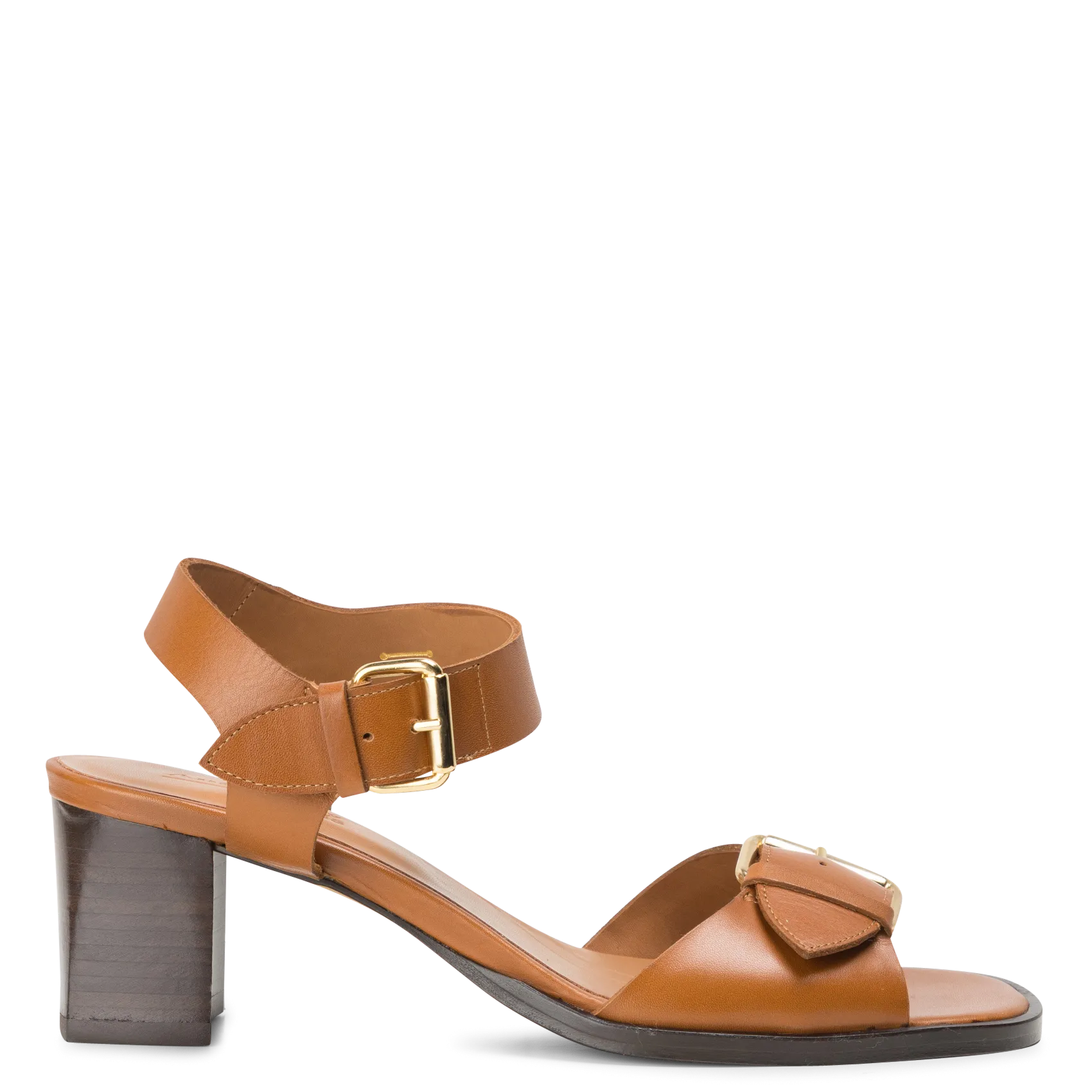 Sandales à talons en cuir Beige COLEEN