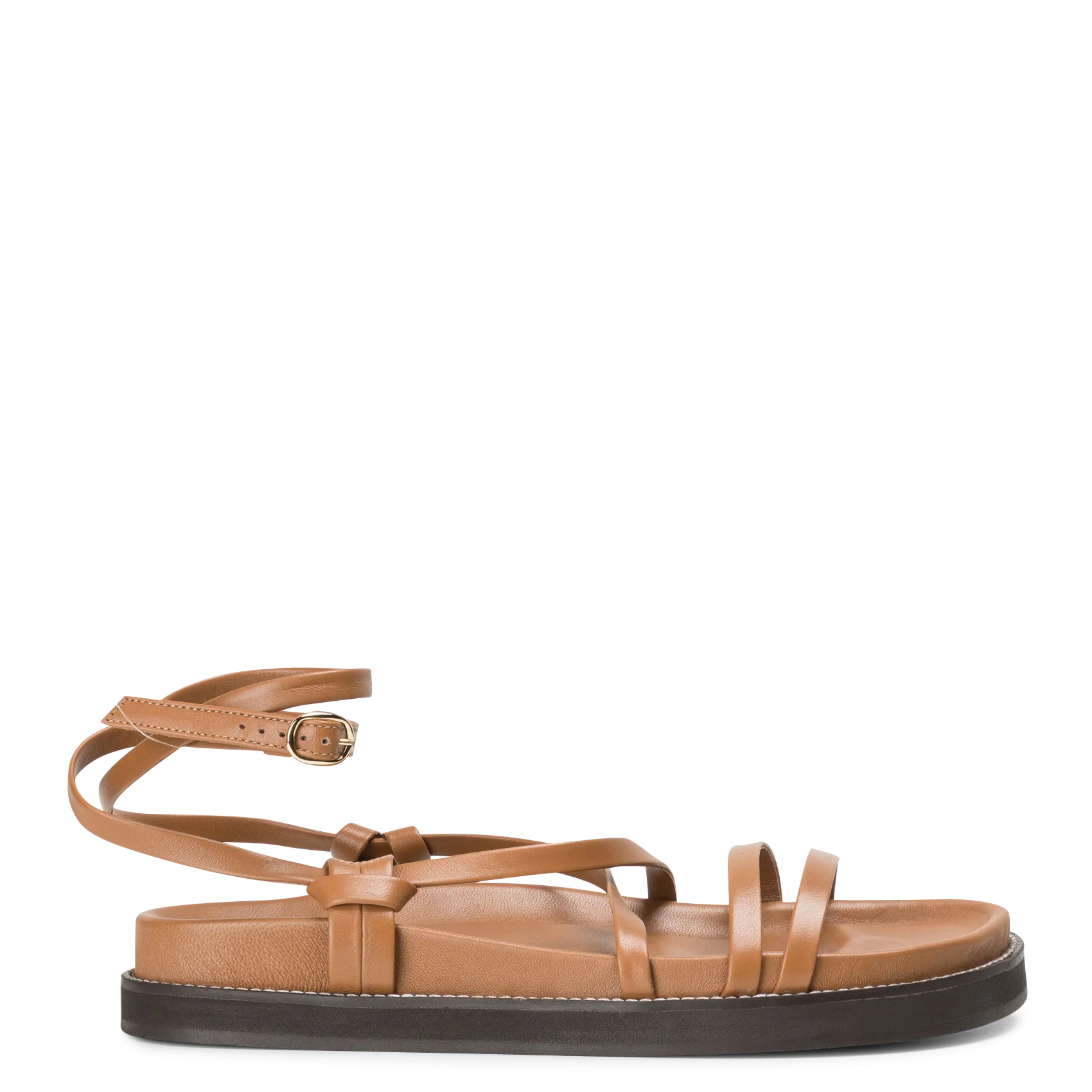 Sandales plates en cuir Marron SALINA