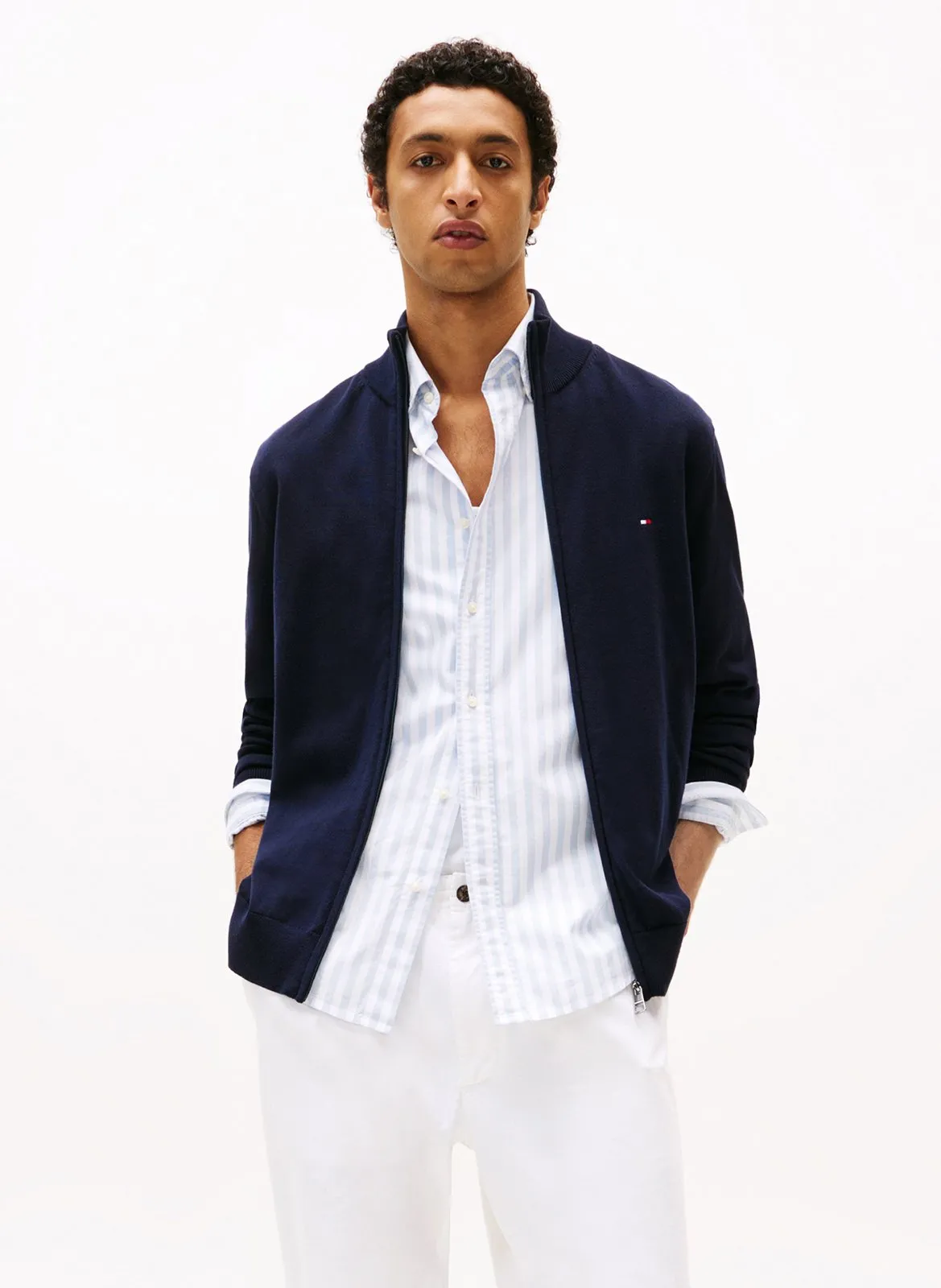 Gilet droit en coton Bleu