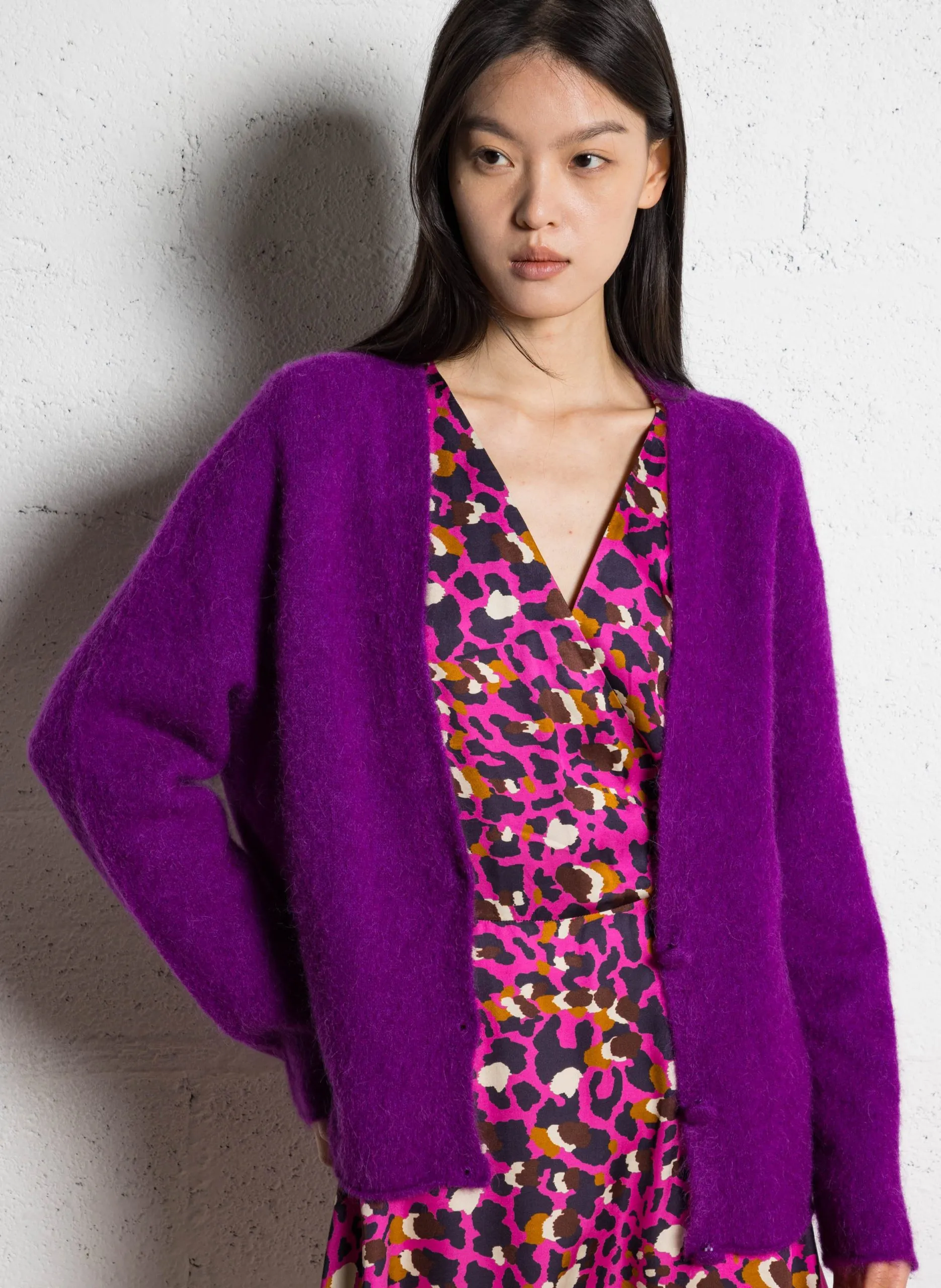 Gilet oversize en alpaga mélangé Violet TECK