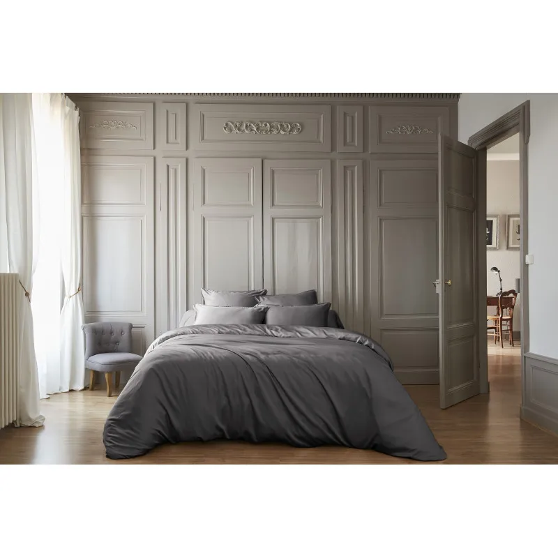 Housse de couette "salomé" viscose de bambou 120 fils/cm² Gris