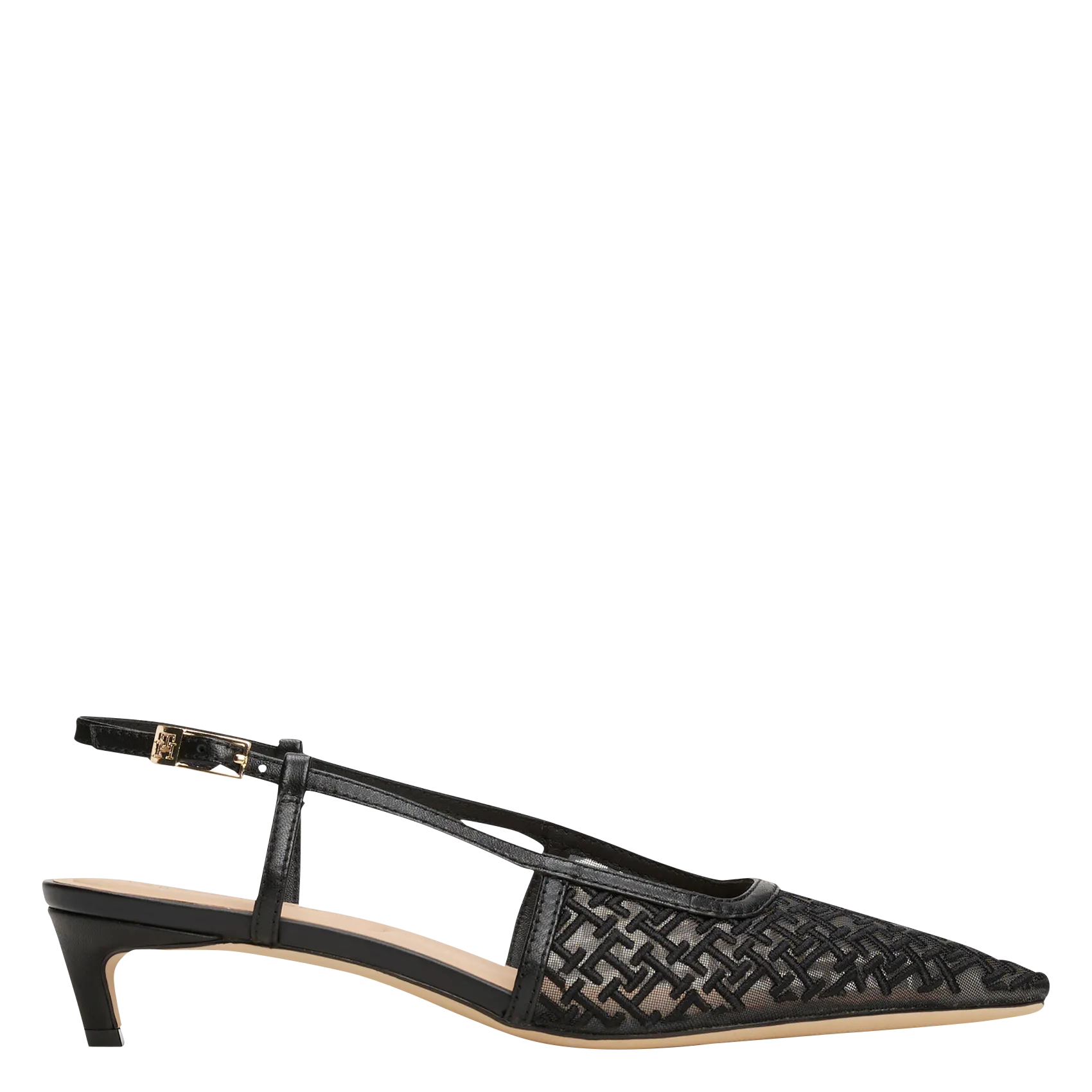 Slingbacks en maille monogramme Noir