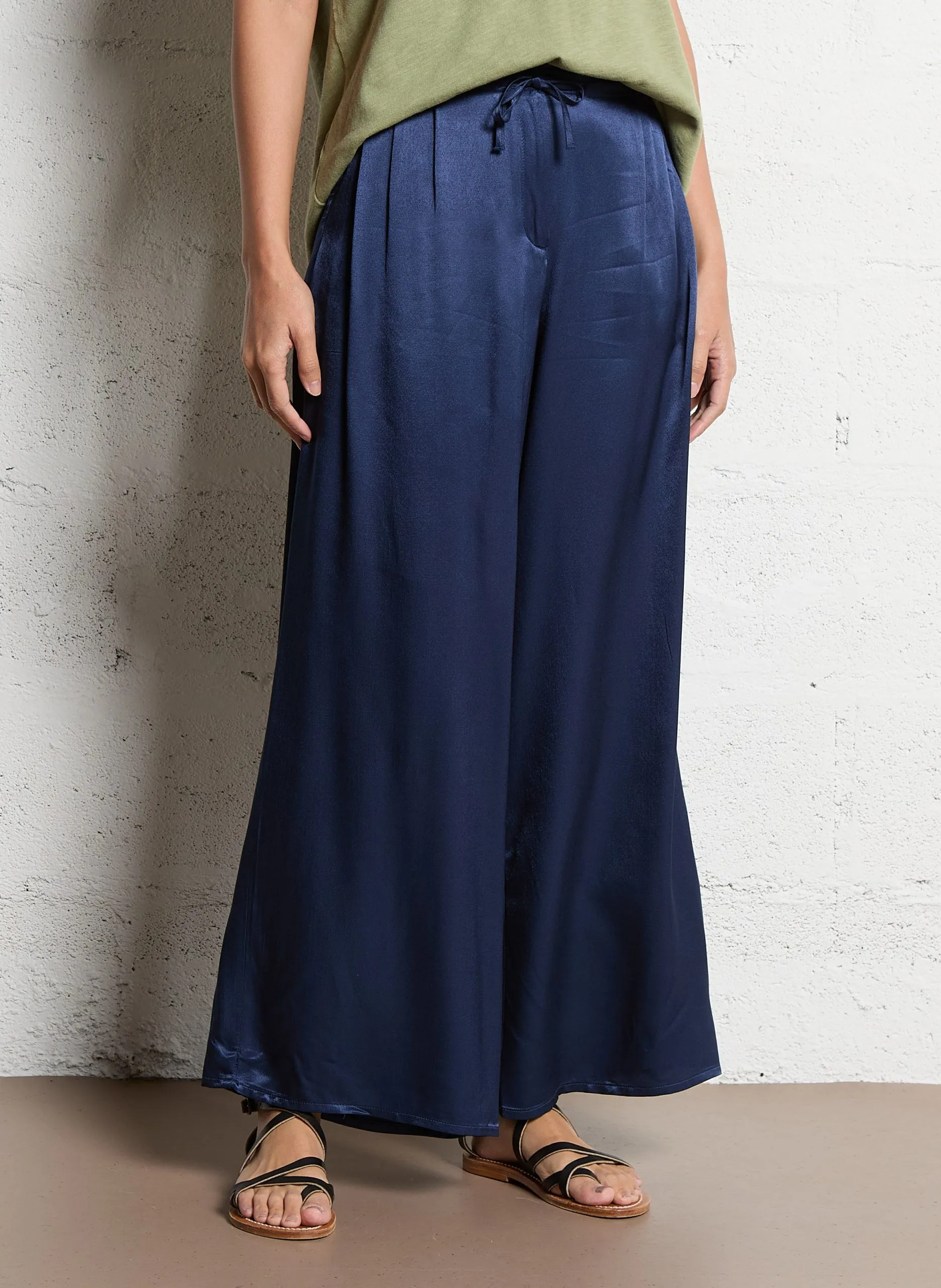 Pantalon large satiné Bleu VOOGY