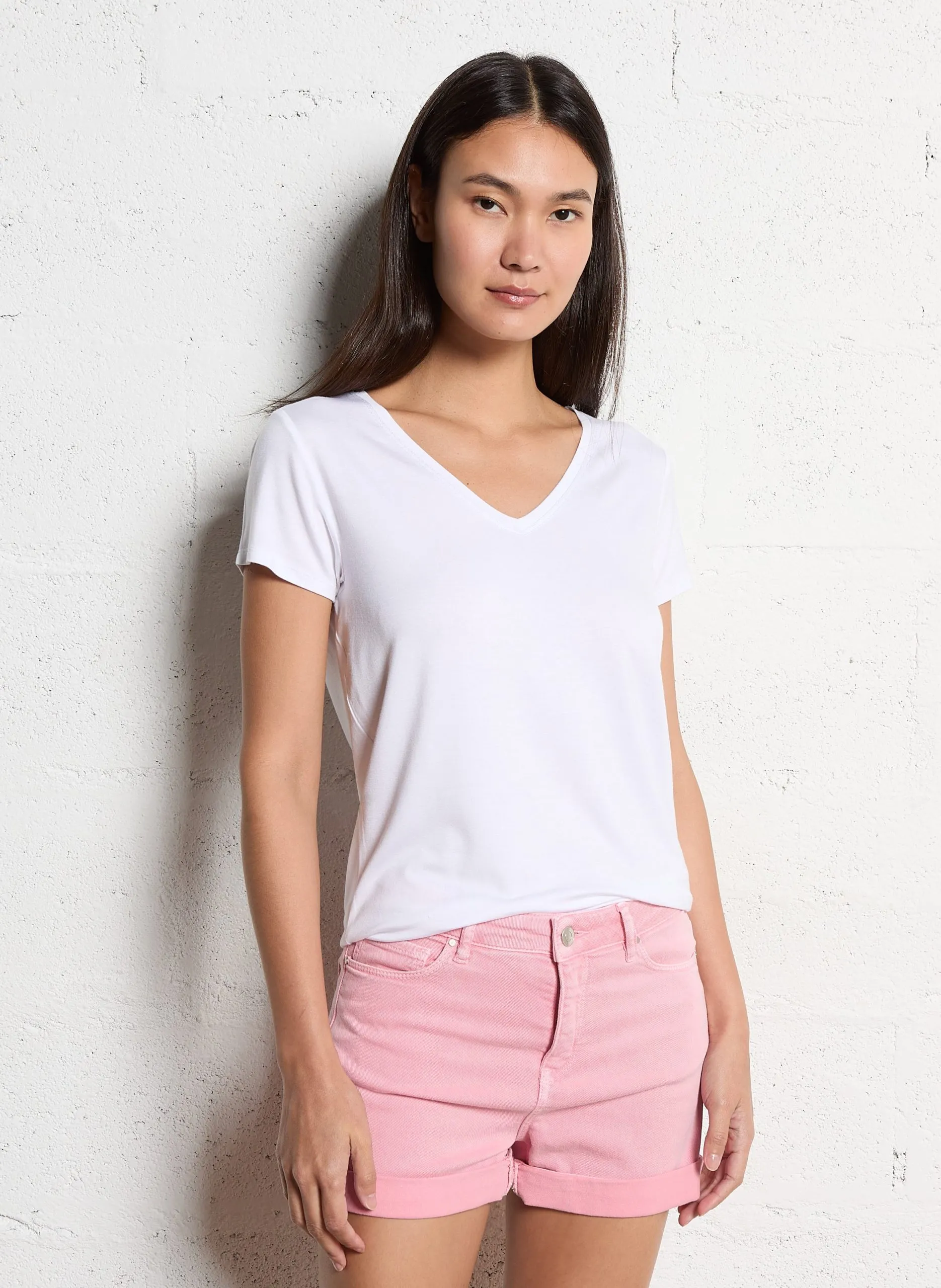 Tee-shirt col rond Blanc TABILY