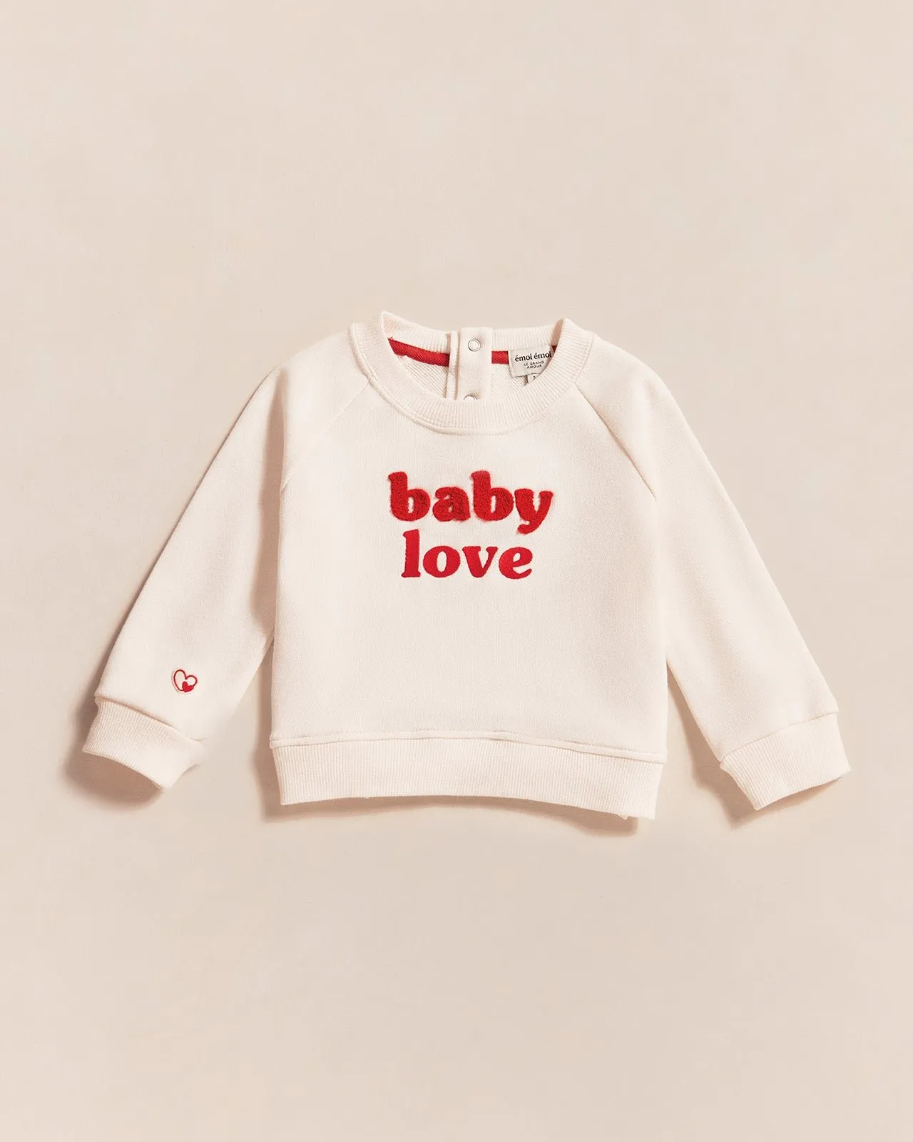Le sweat brodé baby love en coton bio Blanc