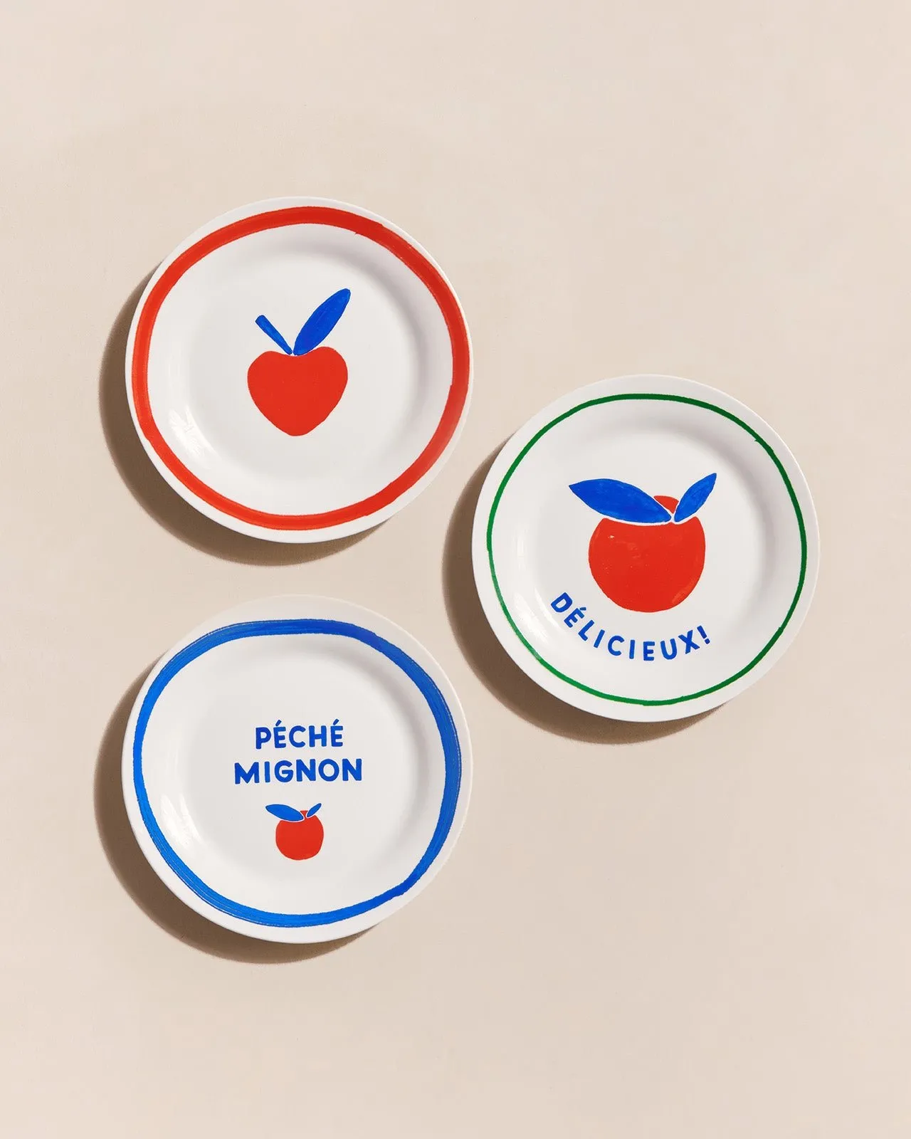 Le lot de 3 petites assiettes fruit market Blanc