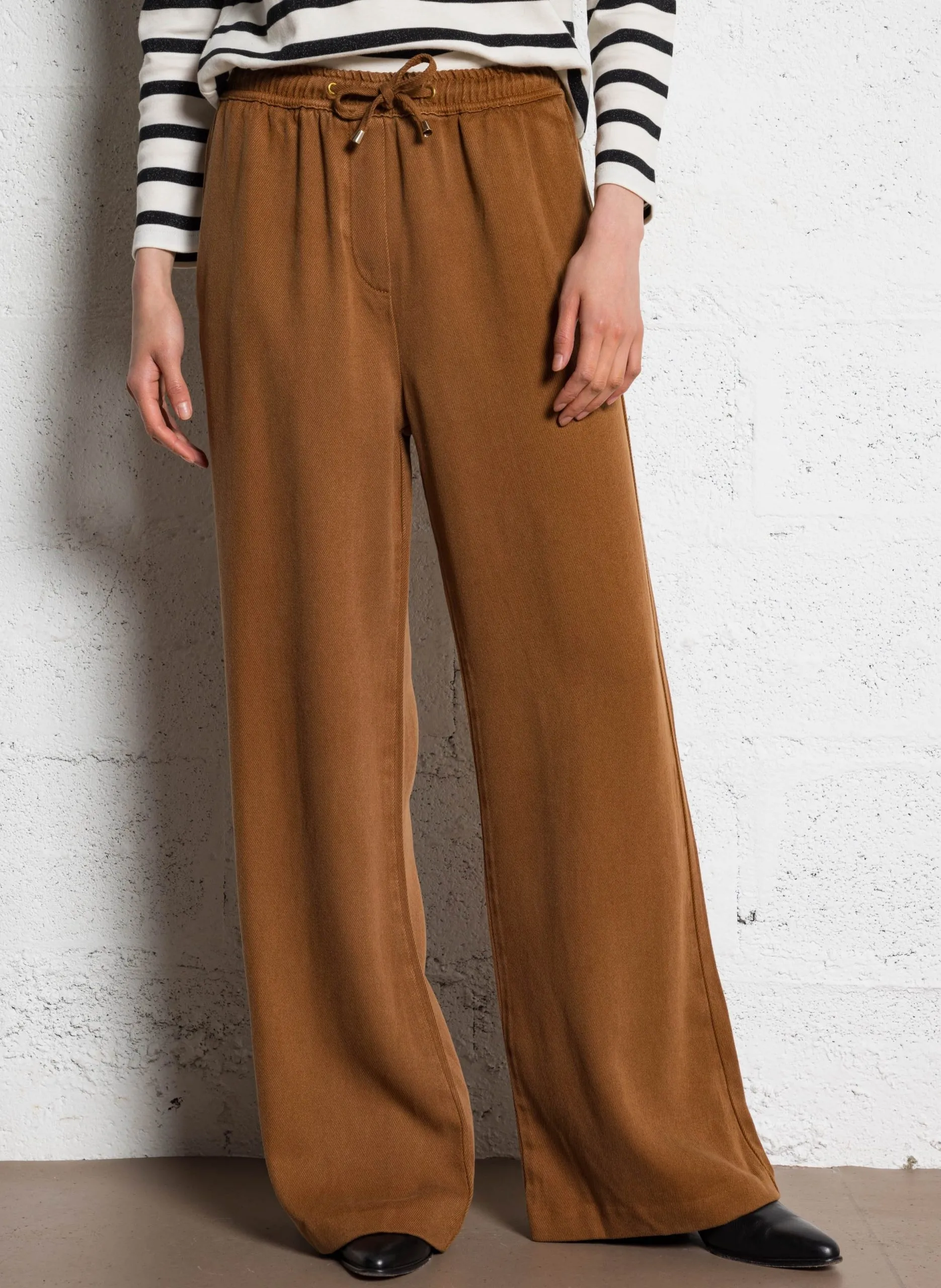 Pantalon large épais Marron
