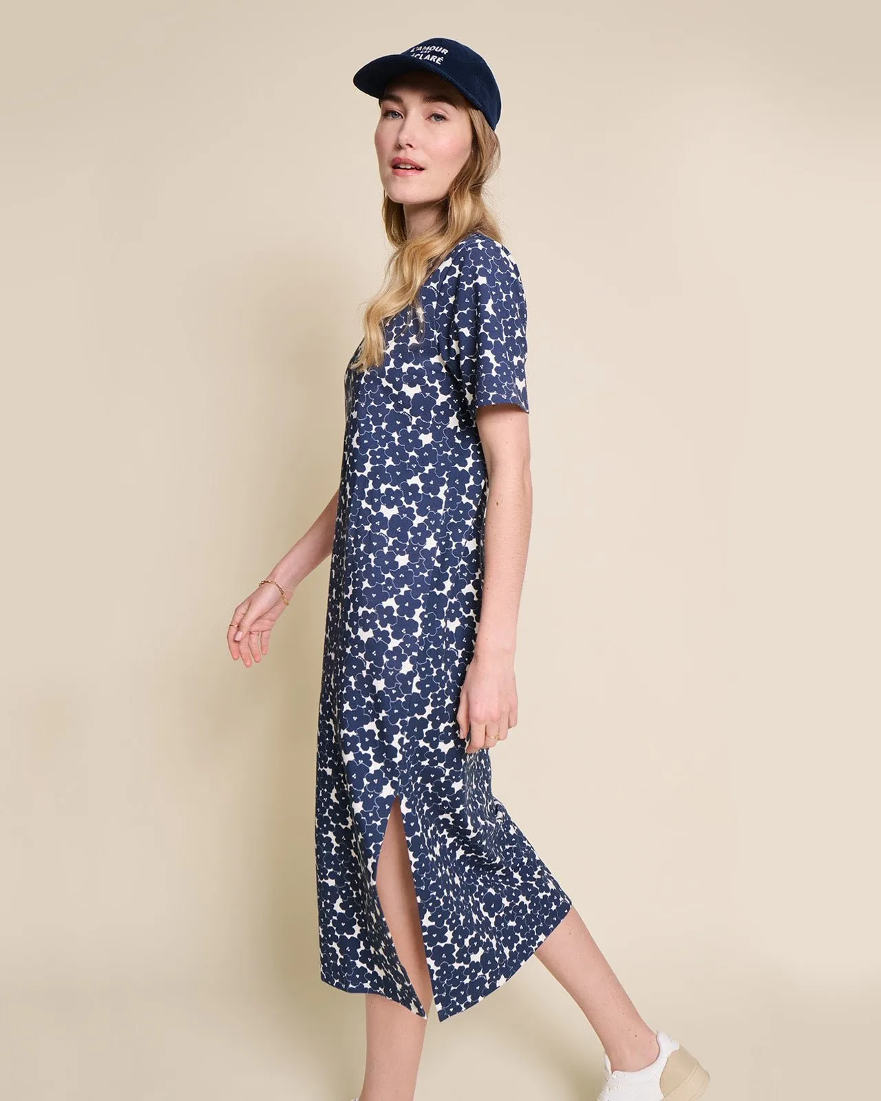 La robe roxane en coton bio Bleu