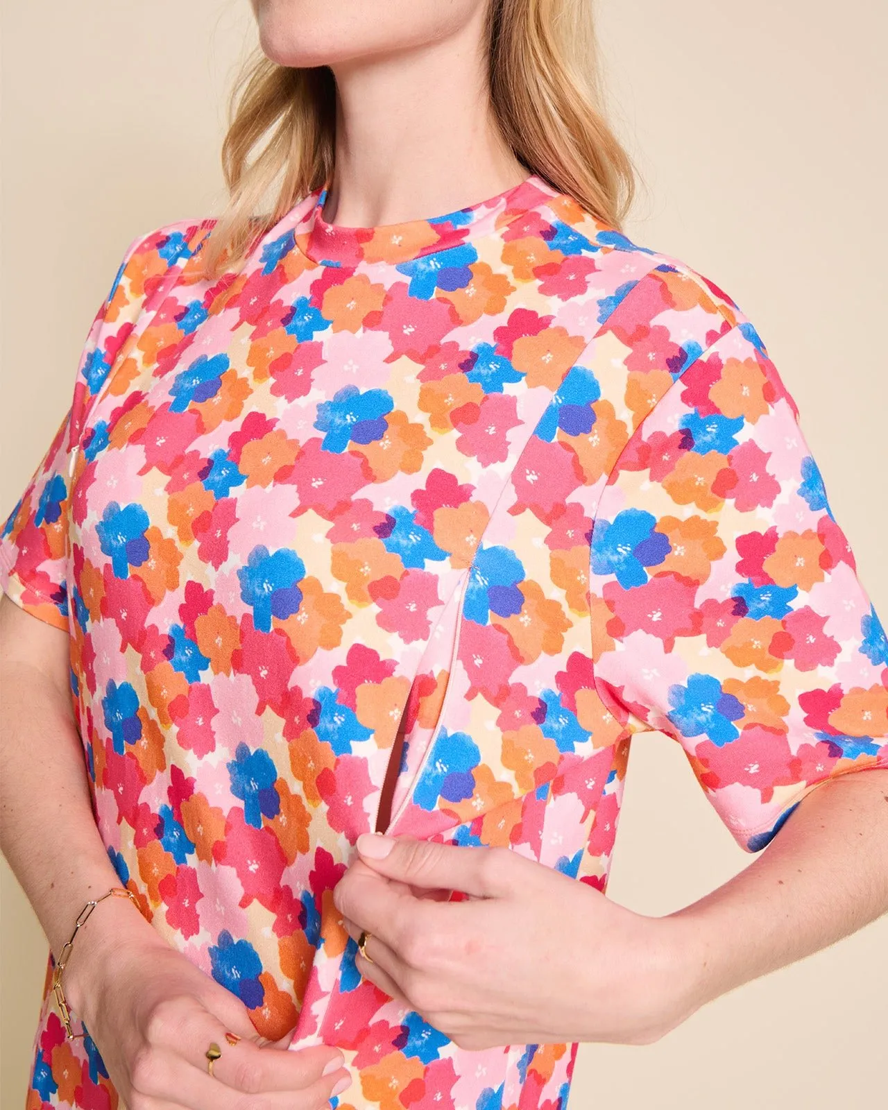 La robe roxane allaitement en coton bio Multicolore