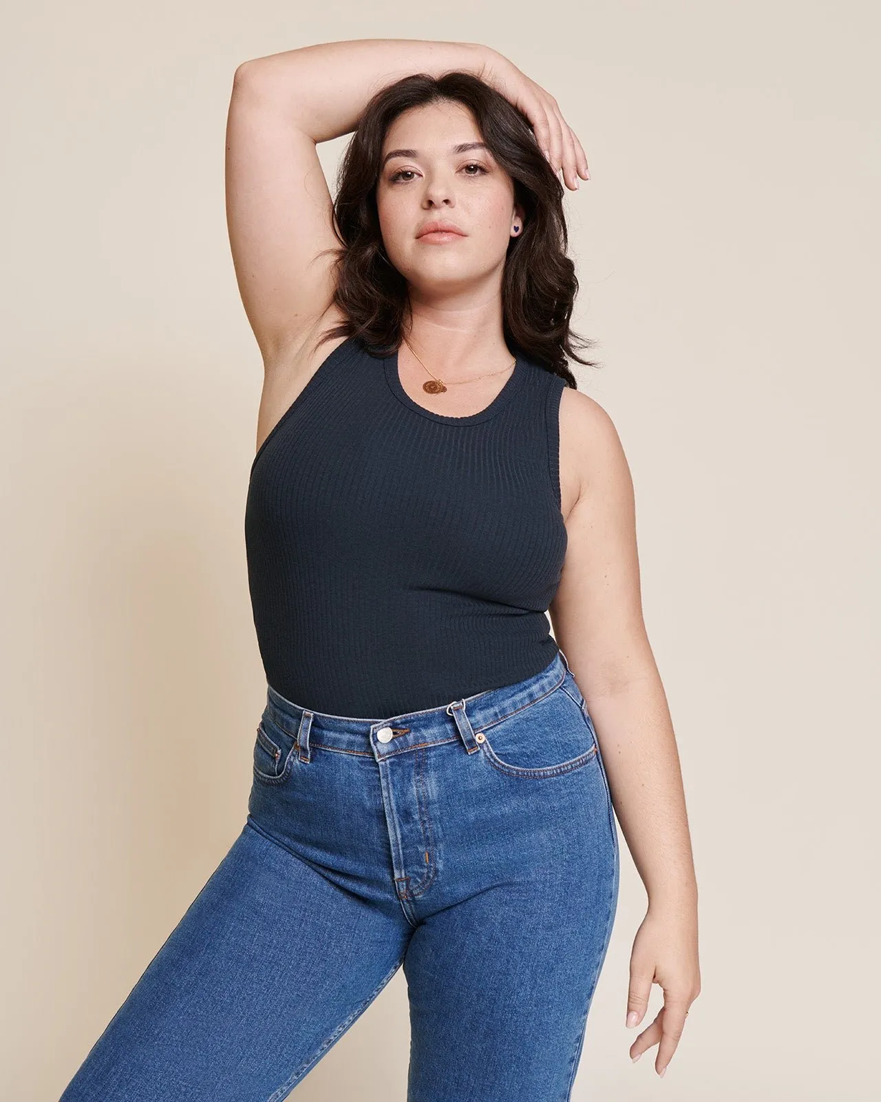 Le débardeur debra en lyocell côtelé Bleu