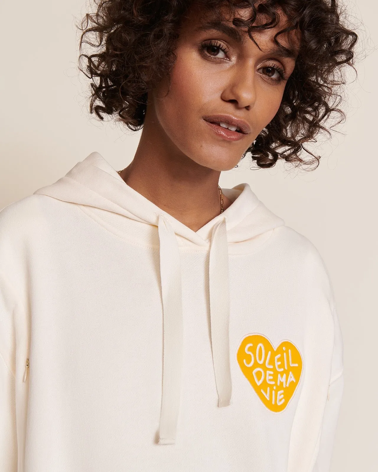 Le hoodie d'allaitement soleil de ma vie en coton bio Blanc
