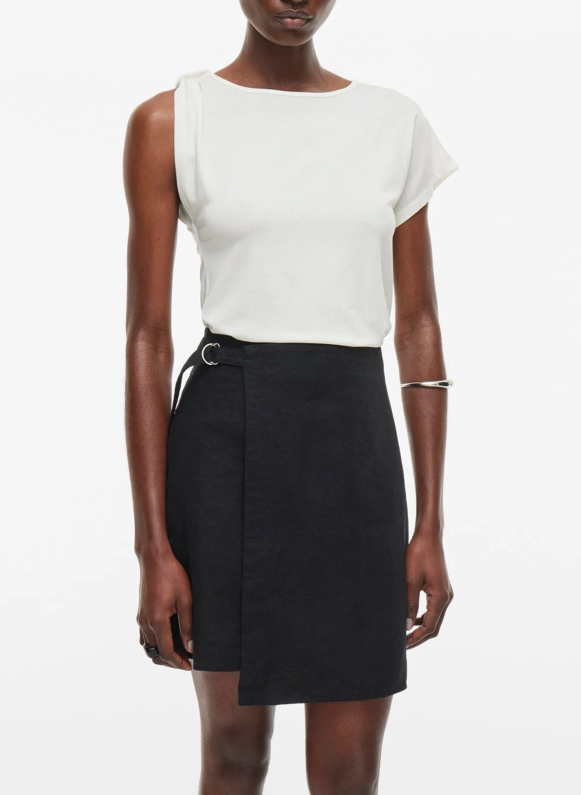 Top droit col rond Blanc