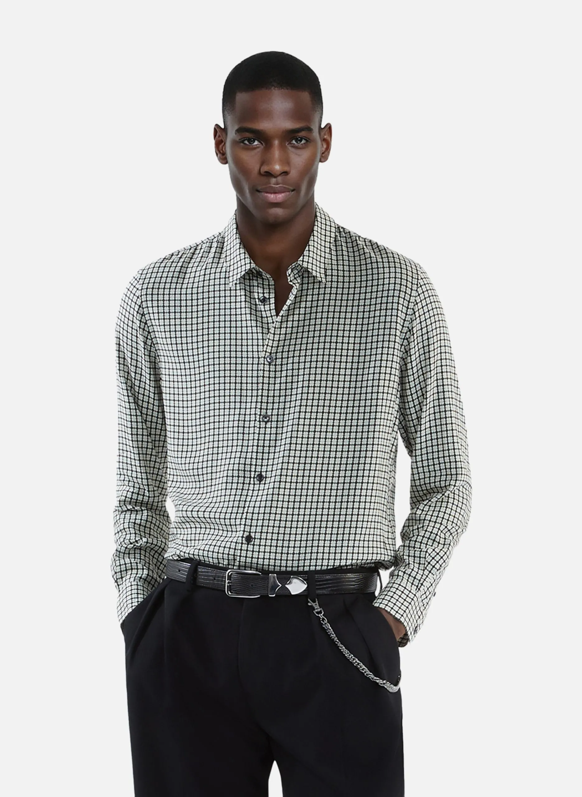 Chemise imprimé fleuri Noir