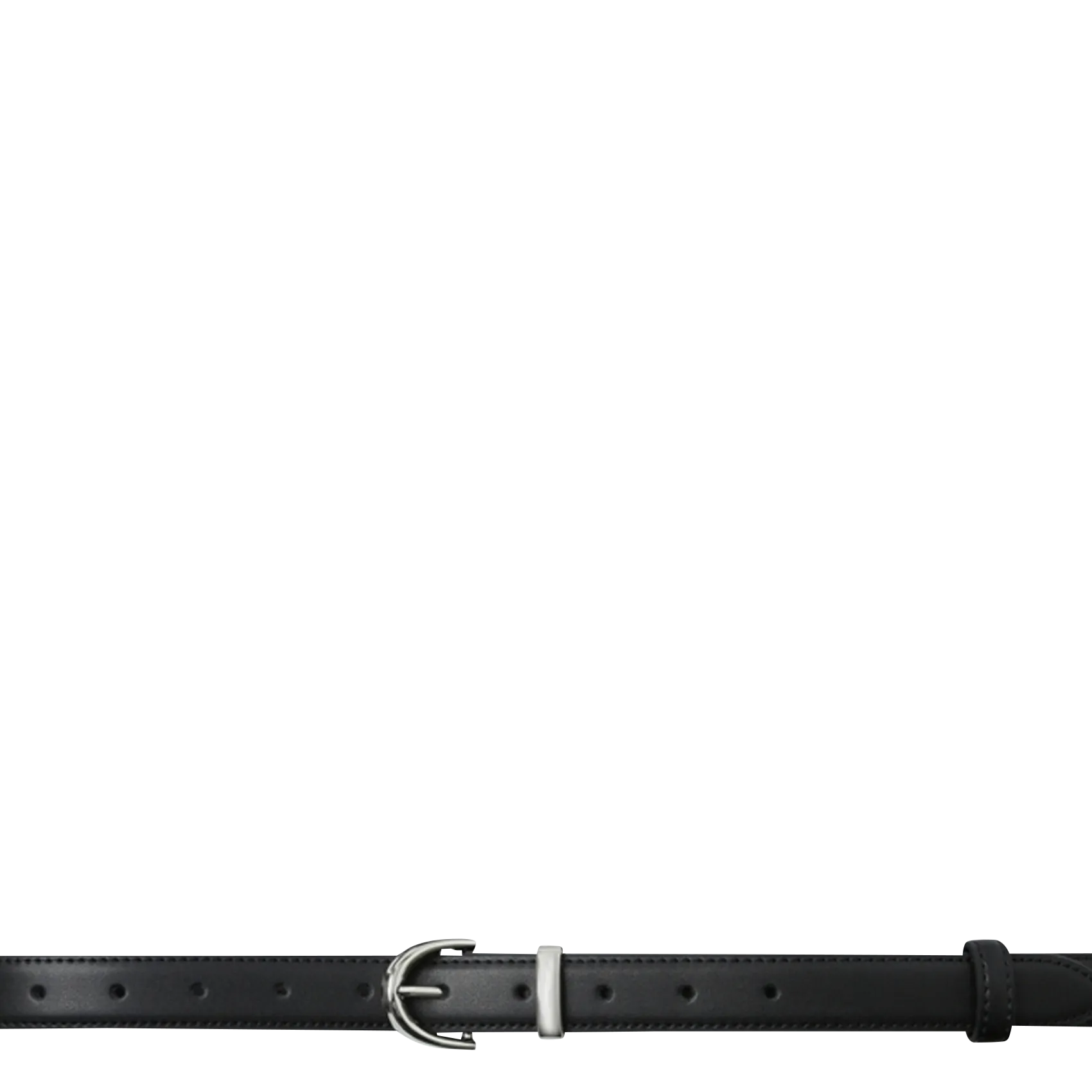 Ceinture à boucle en cuir lisse Noir SILVER