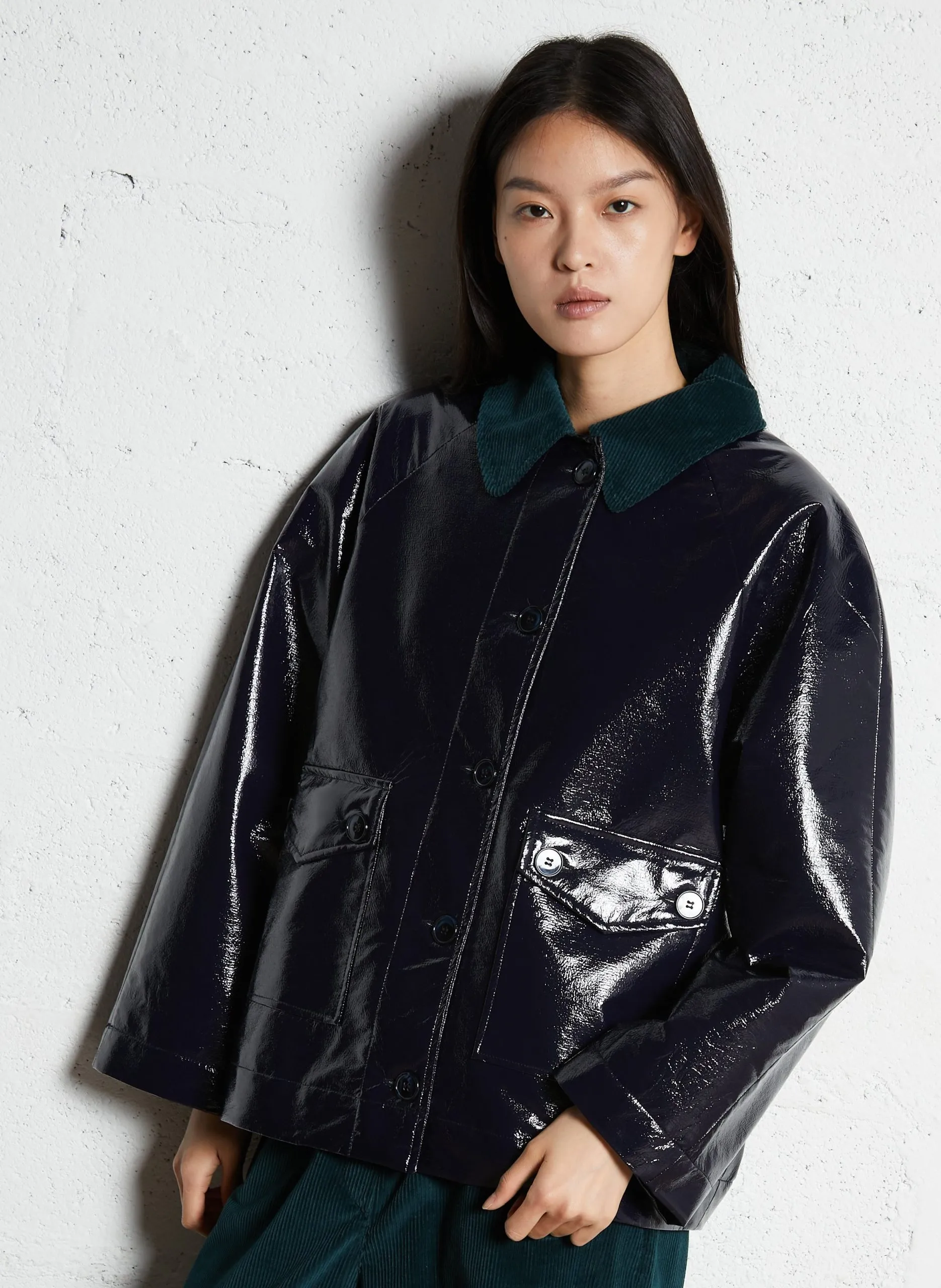 Veste oversize col classique Bleu SPENCER