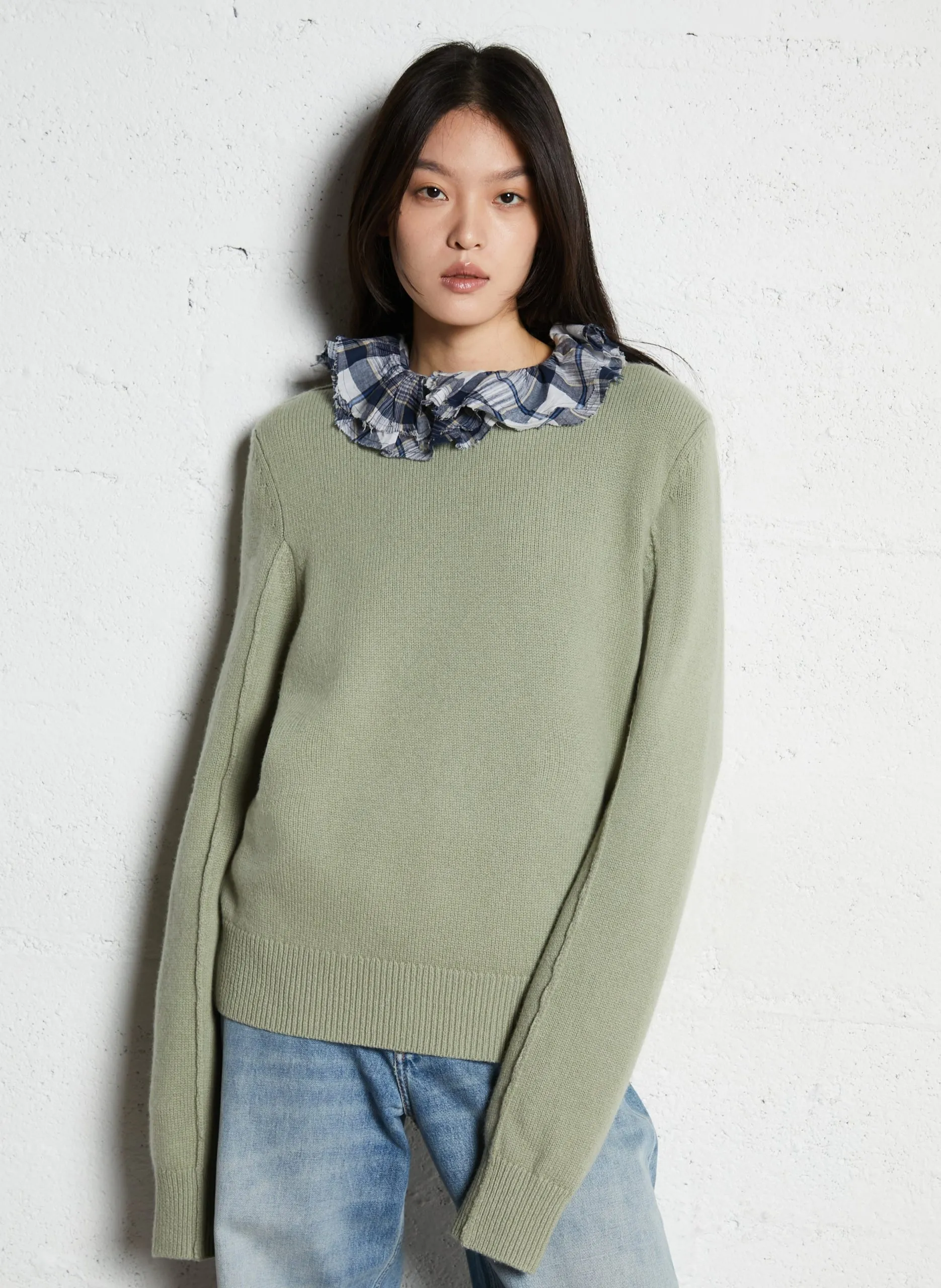 Pull droit en laine Vert AGRUME