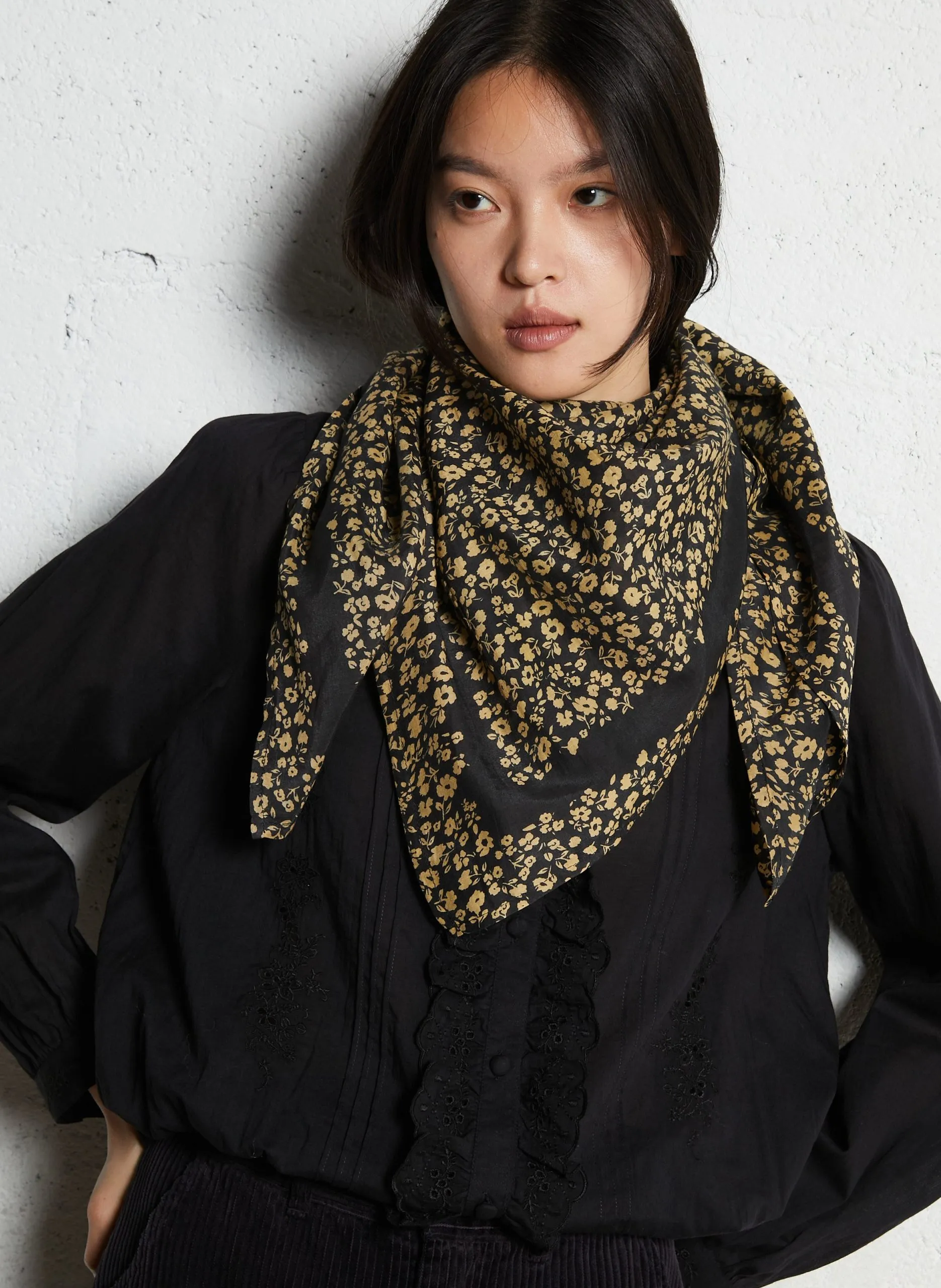 Foulard en coton mélangé Jaune