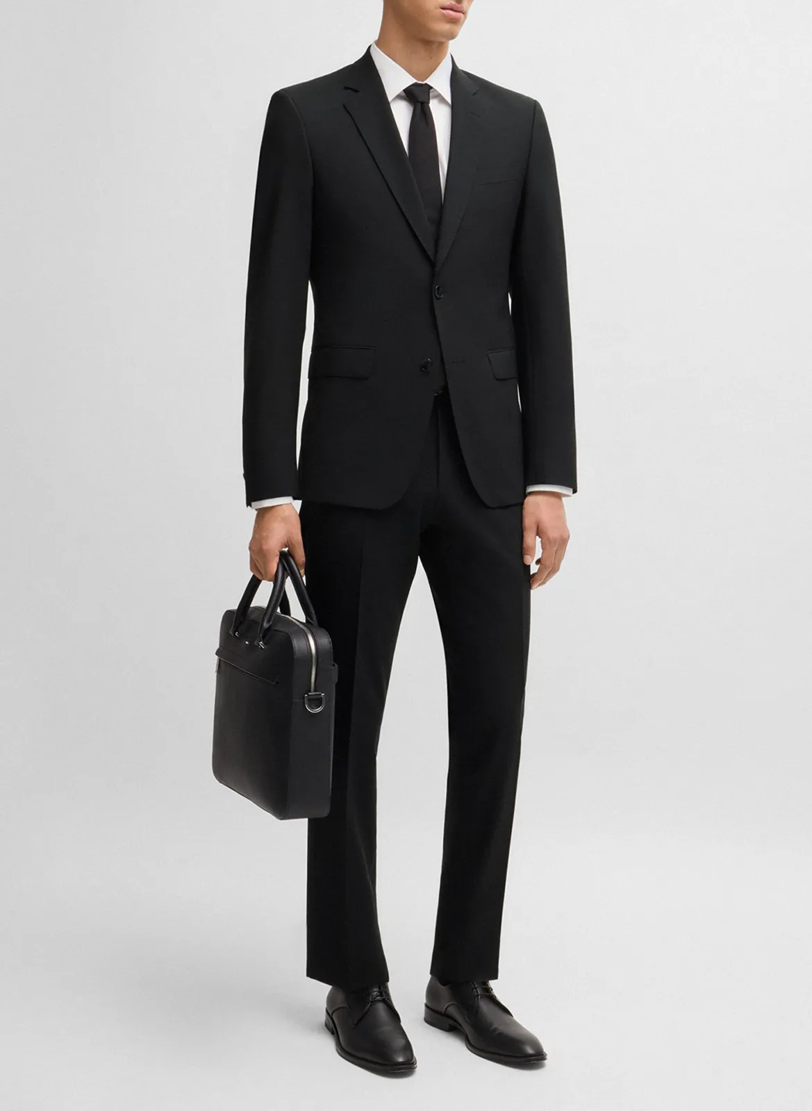 Costume slim-fit en laine mélangée Noir