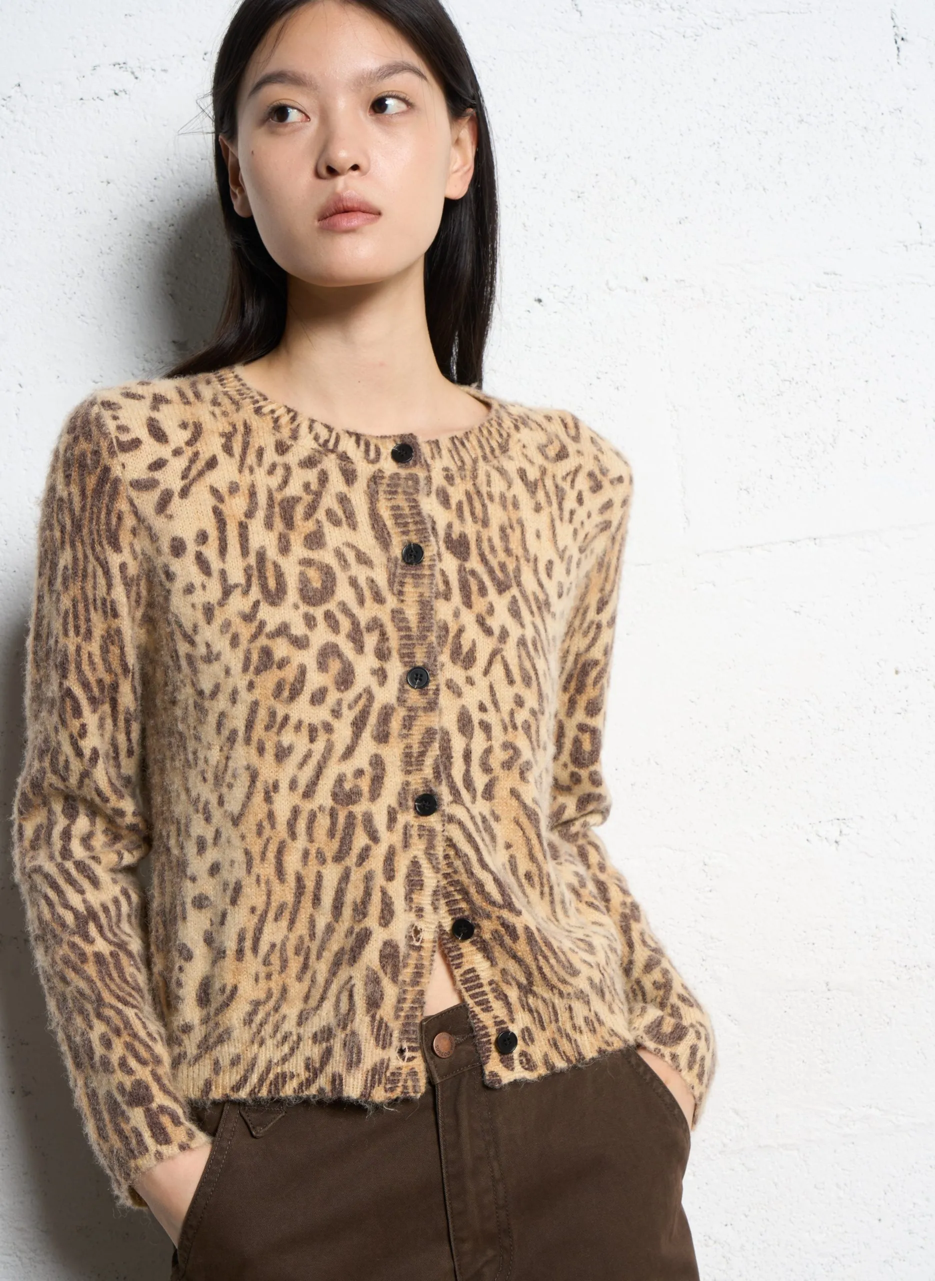 Gilet droit col rond Beige GACIA