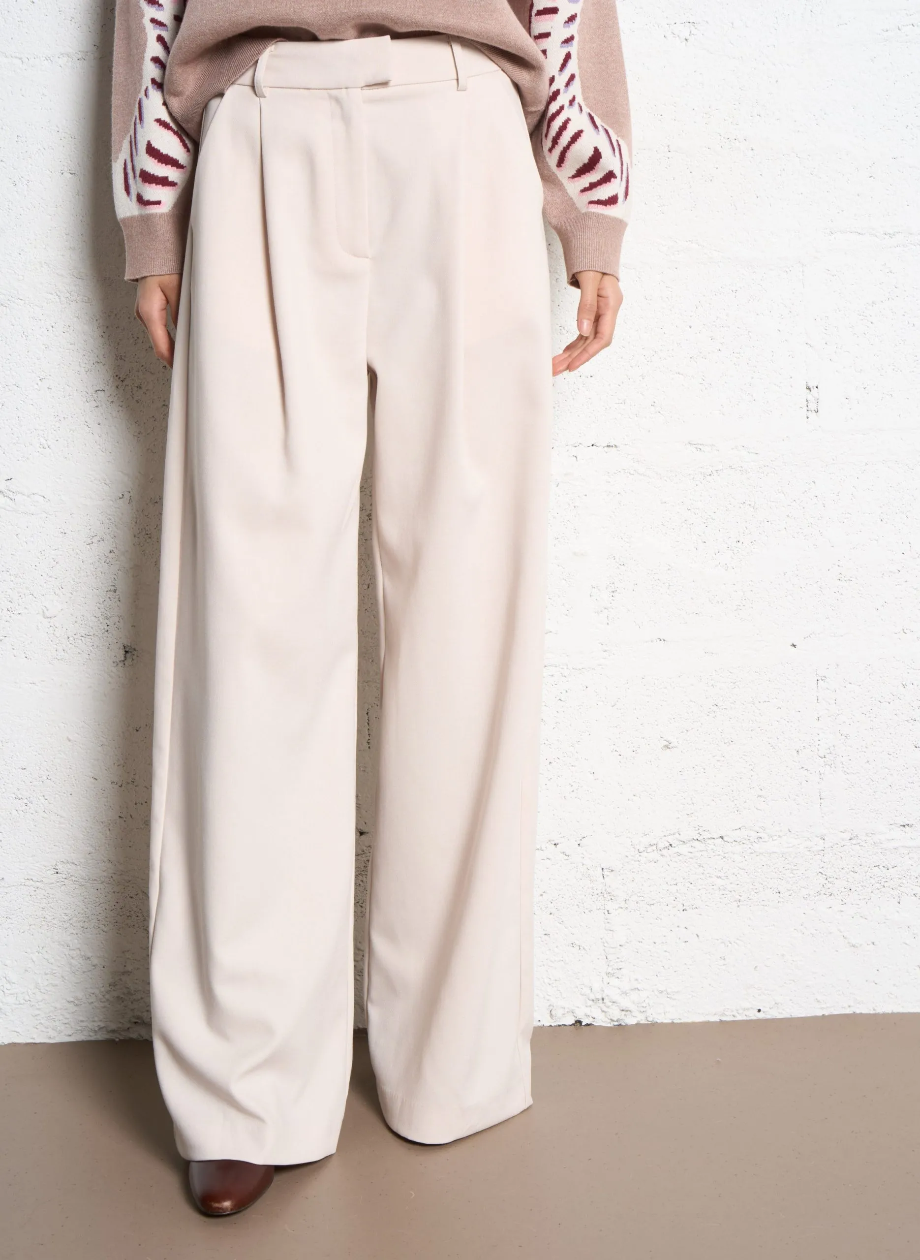 Pantalon large taille haute Beige JAPON