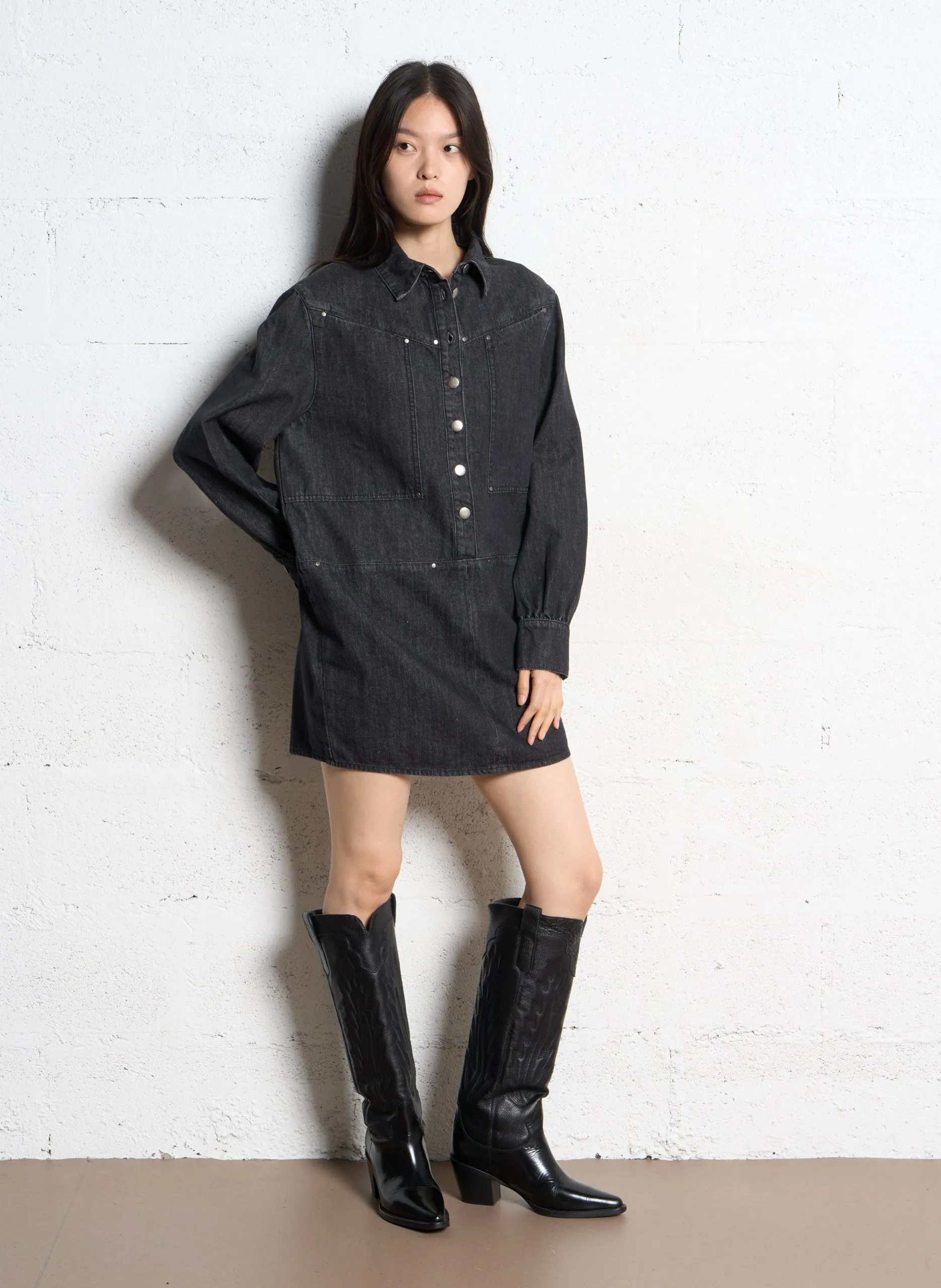 Robe oversize en coton mélangé Noir CALIXT