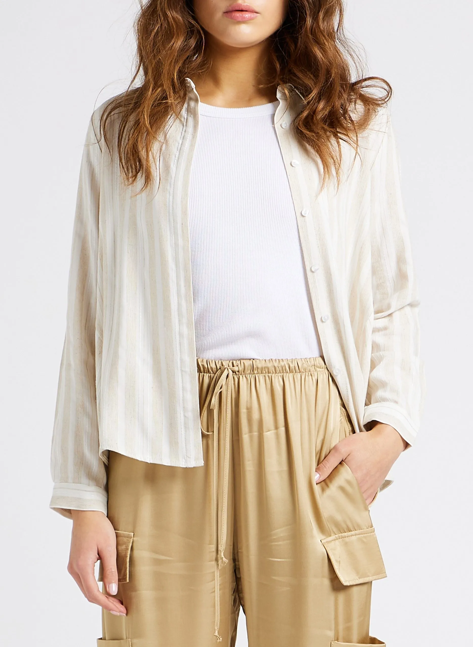 Chemise col classique ample Beige