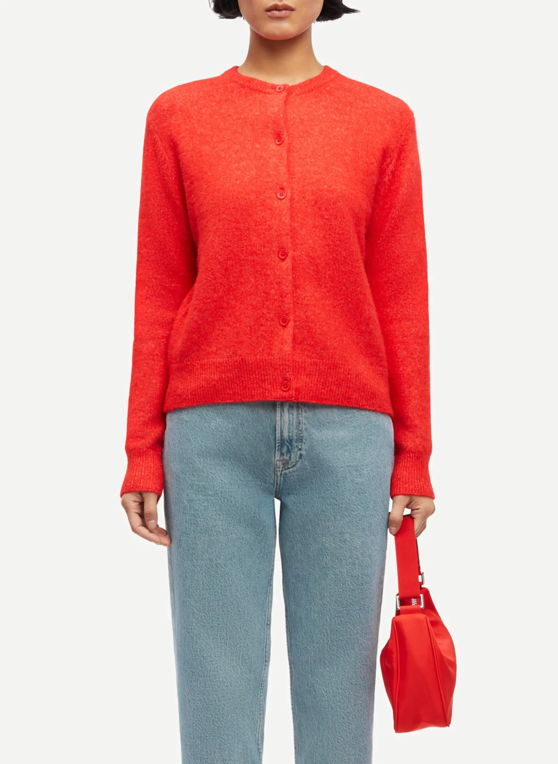 Cardigan en laine mélangée Rouge NOR