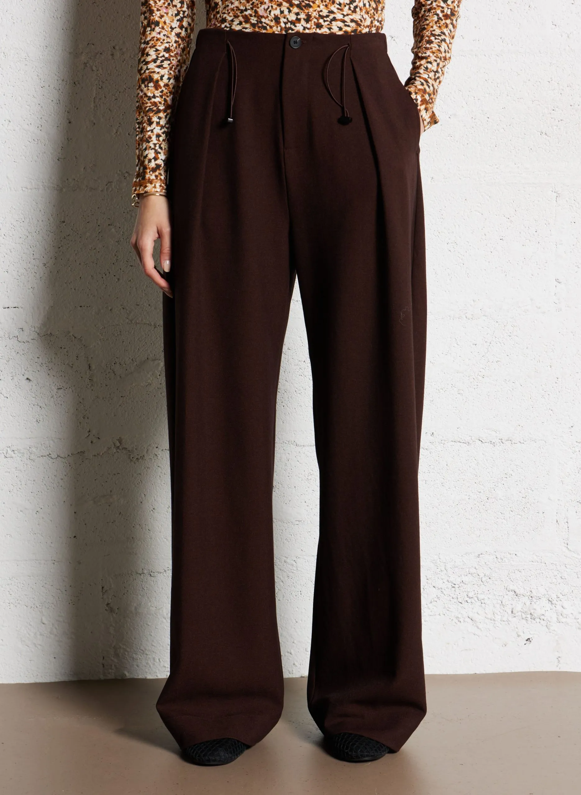 Pantalon large taille haute Marron JIO