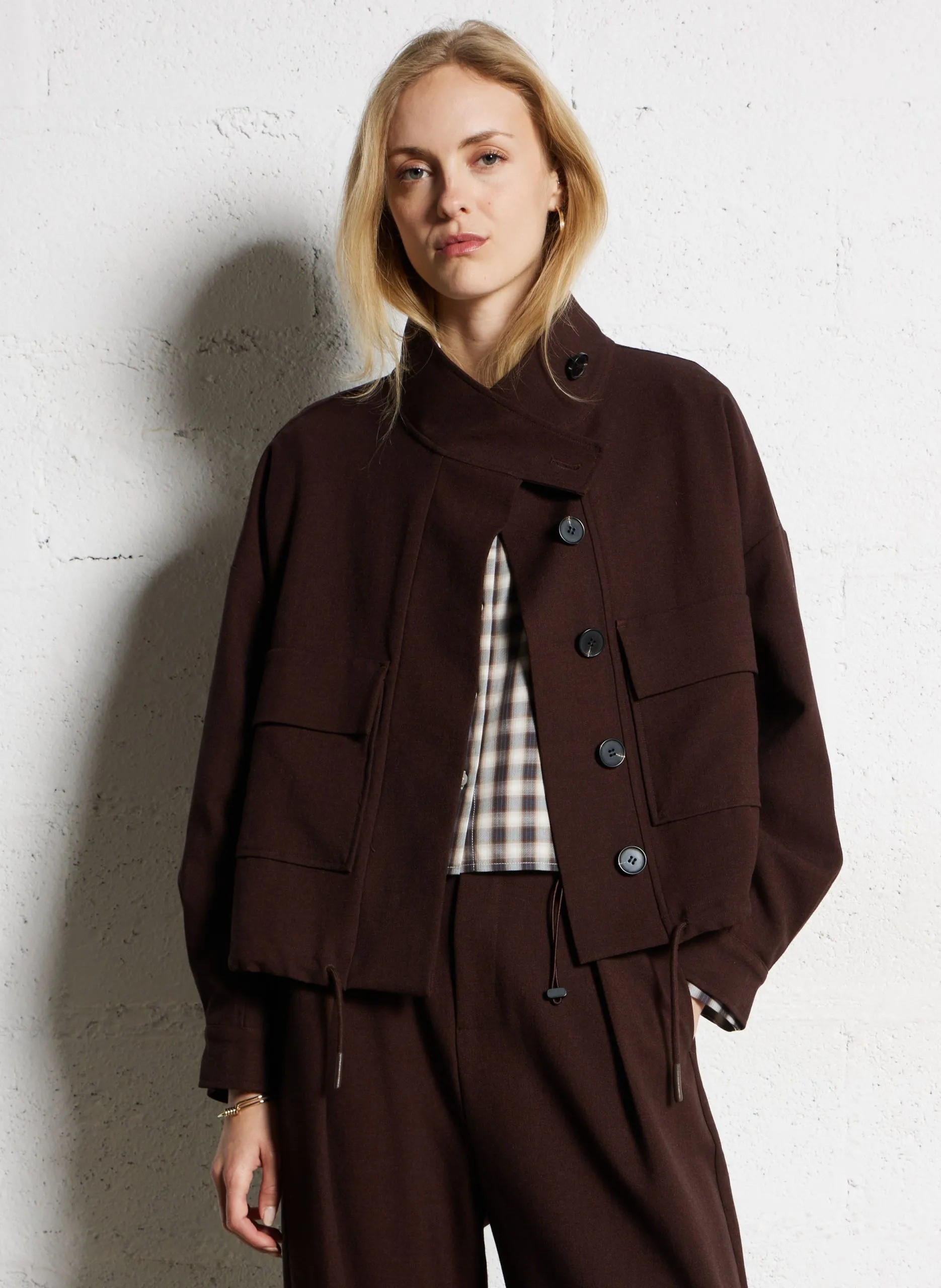 Veste oversize col montant Marron DONA