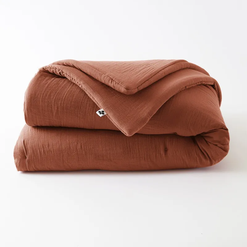 Edredon ou bout de lit en gaze de coton Rouge