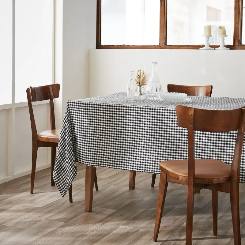 Nappe de table "vickie" 150 x 250 cm "gaze de coton tissé teint" Noir