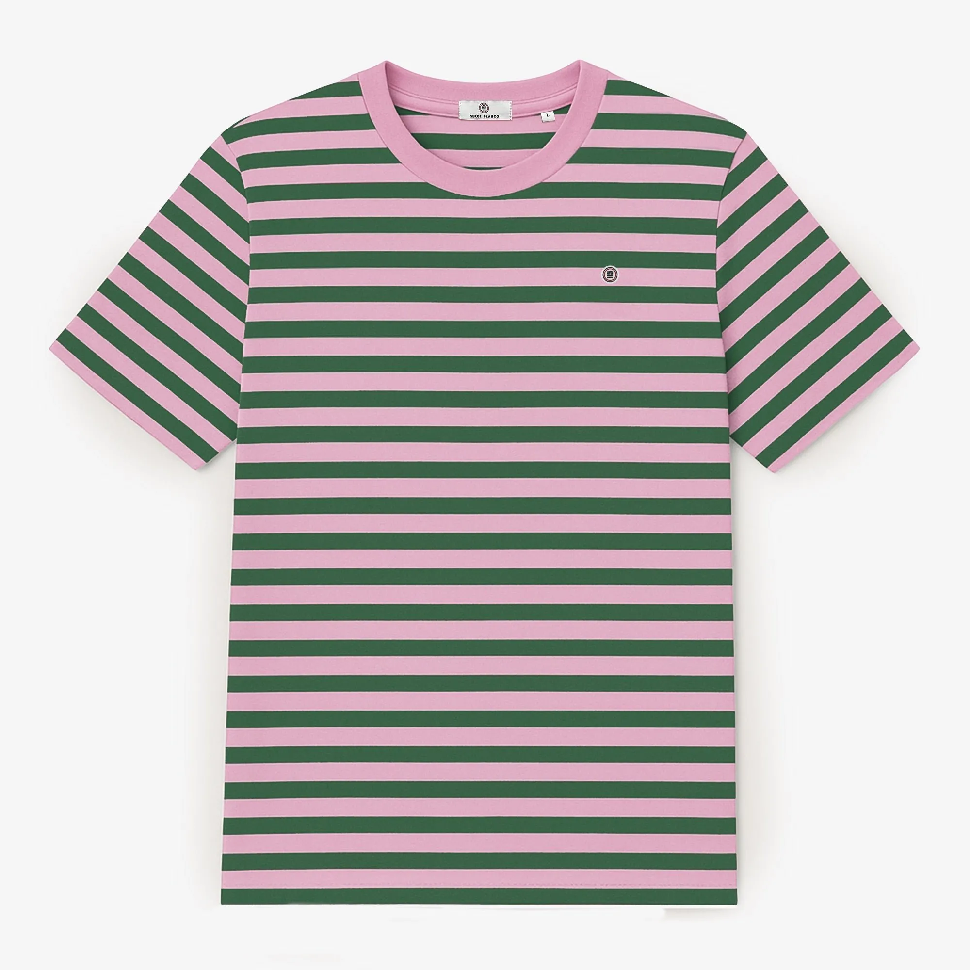 T-shirt manches courtes en coton à rayures Vert T-SHIRT